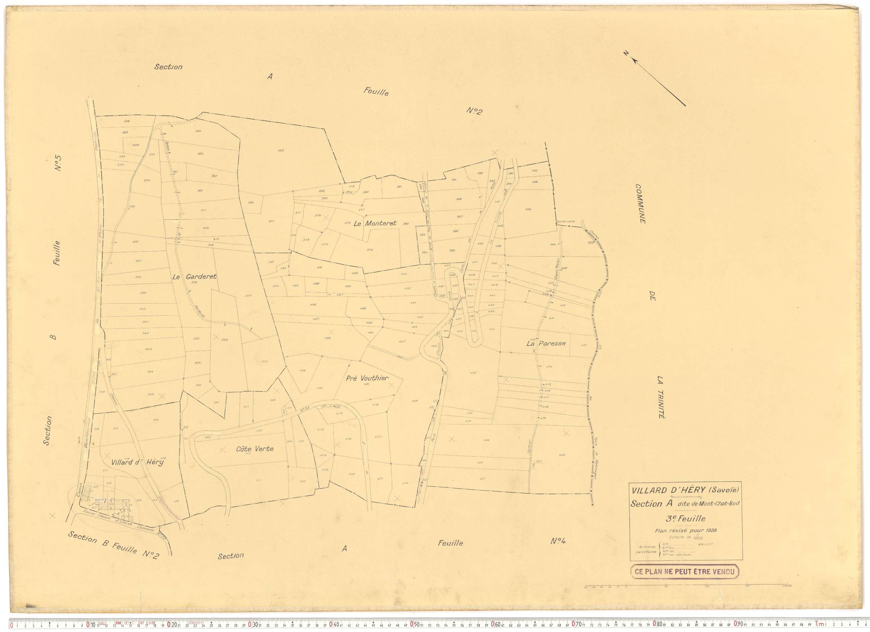 Villard-d'Héry - Plans cadastraux du cadastre rénové.