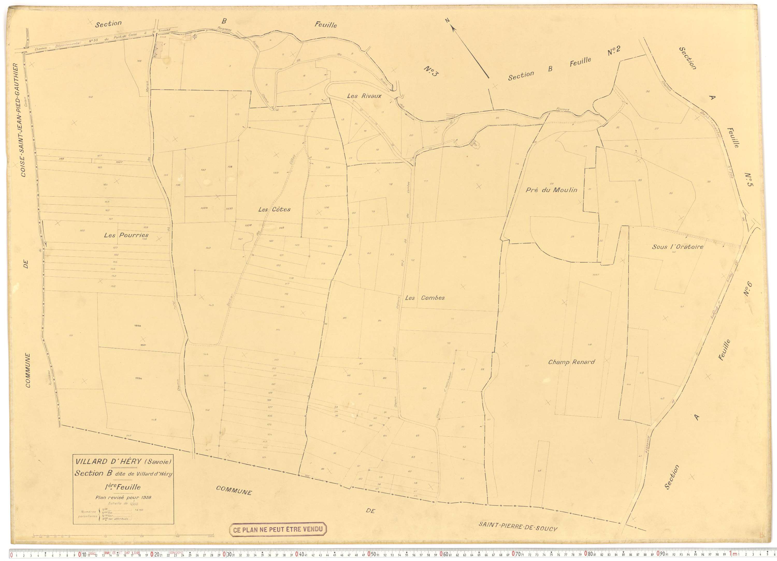 Villard-d'Héry - Plans cadastraux du cadastre rénové.