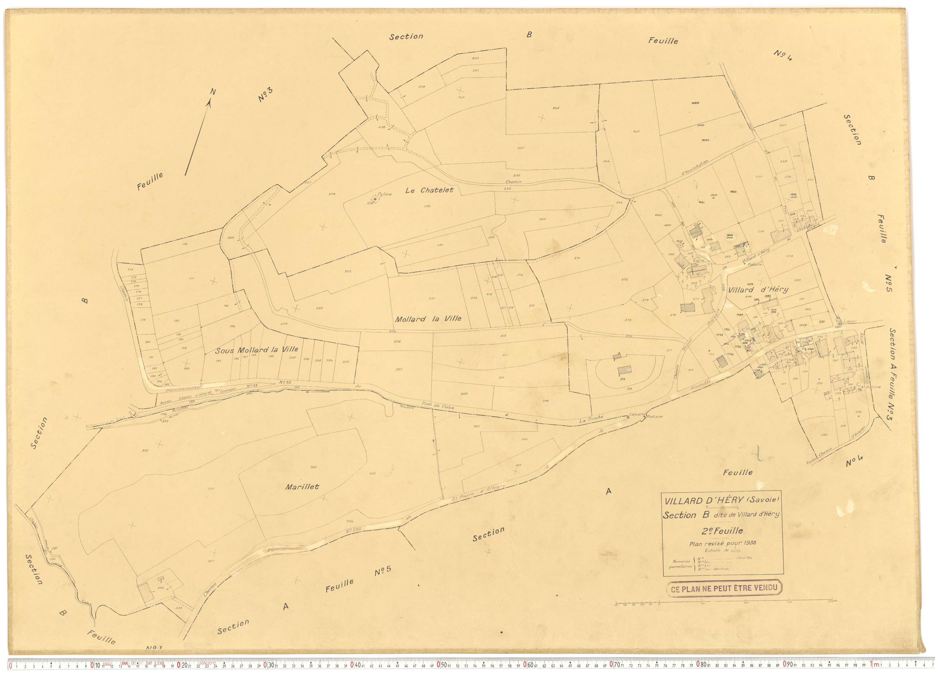Villard-d'Héry - Plans cadastraux du cadastre rénové.