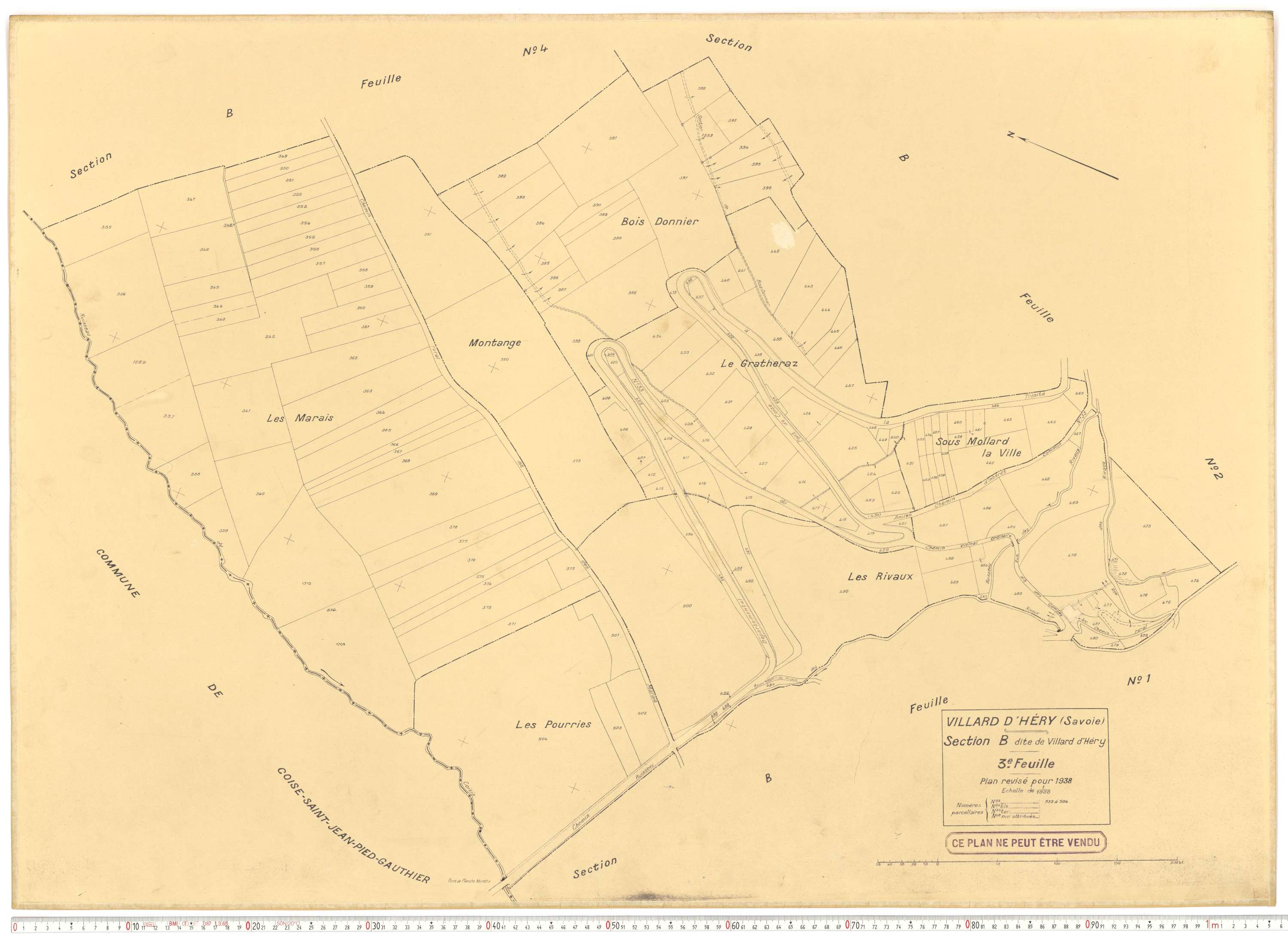 Villard-d'Héry - Plans cadastraux du cadastre rénové.