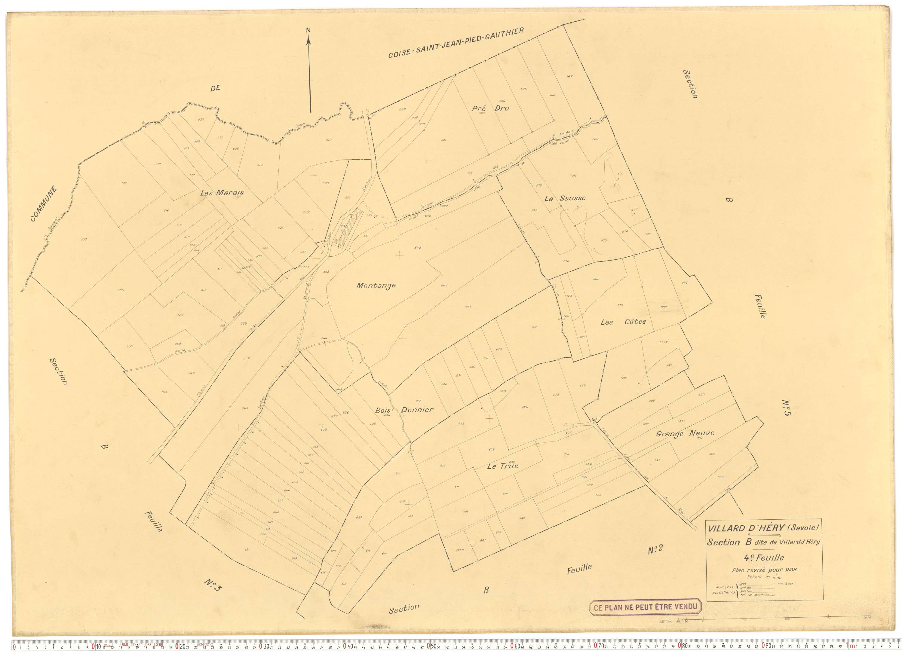Villard-d'Héry - Plans cadastraux du cadastre rénové.