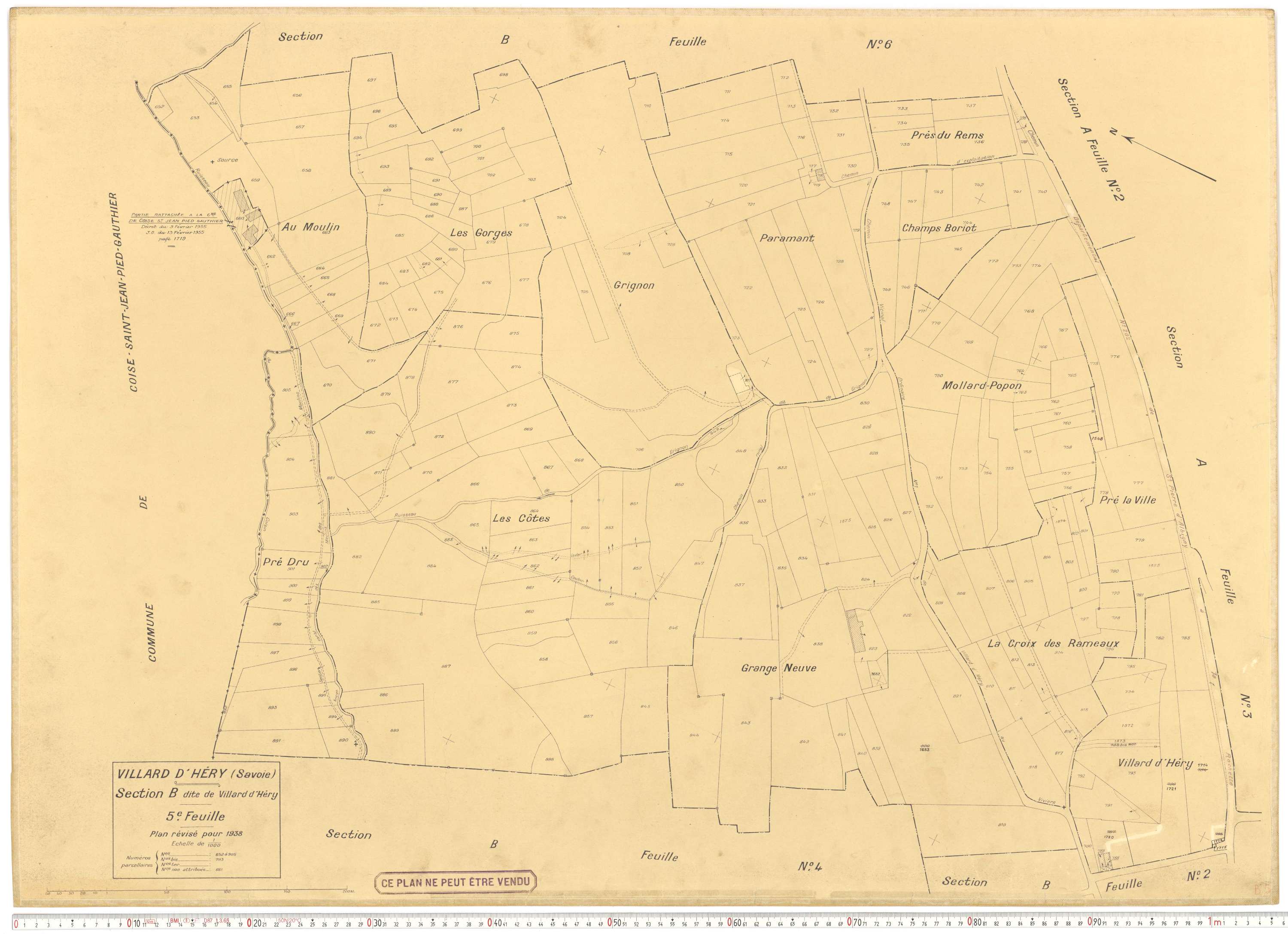 Villard-d'Héry - Plans cadastraux du cadastre rénové.