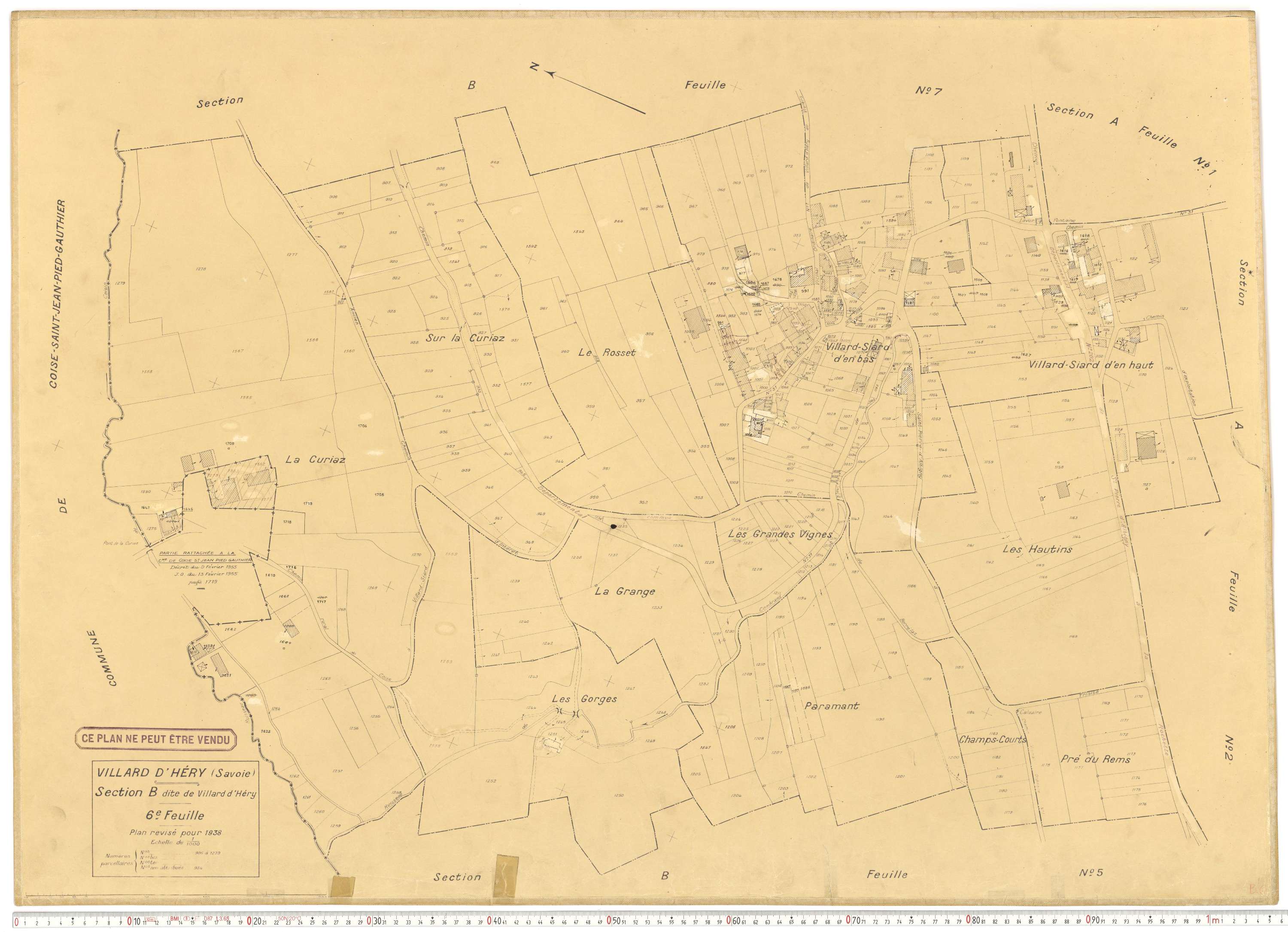 Villard-d'Héry - Plans cadastraux du cadastre rénové.