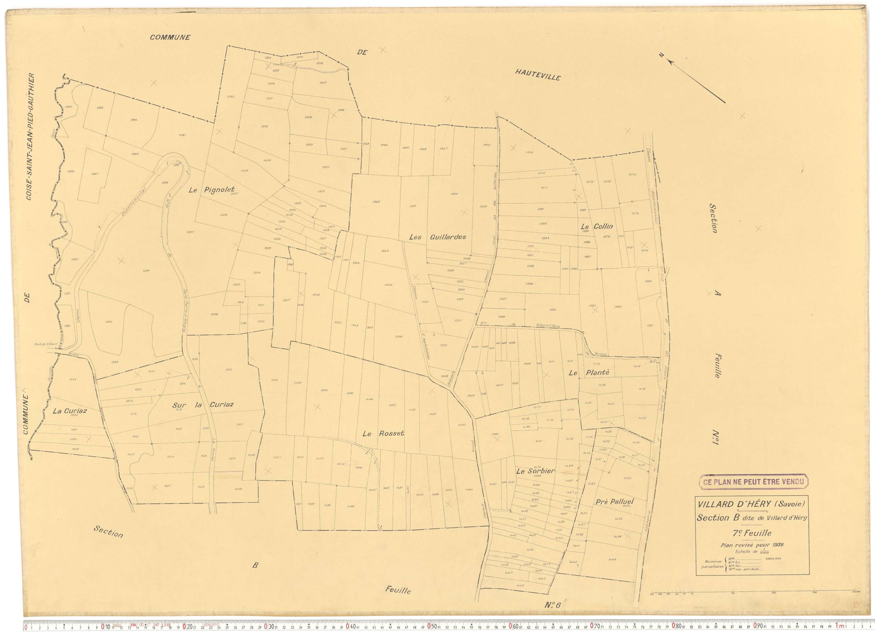 Villard-d'Héry - Plans cadastraux du cadastre rénové.
