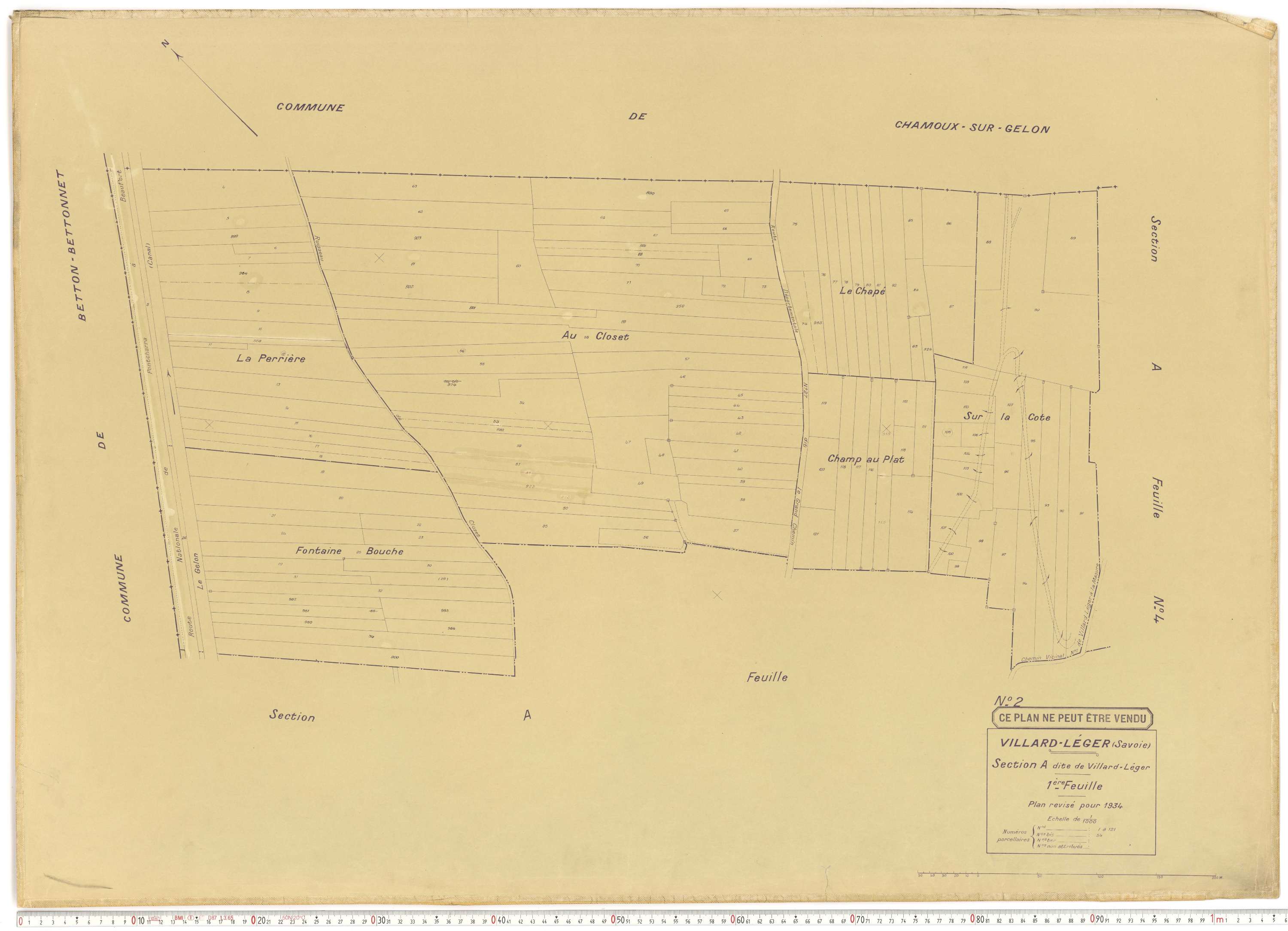 Villard-Léger - Plans cadastraux du cadastre rénové.