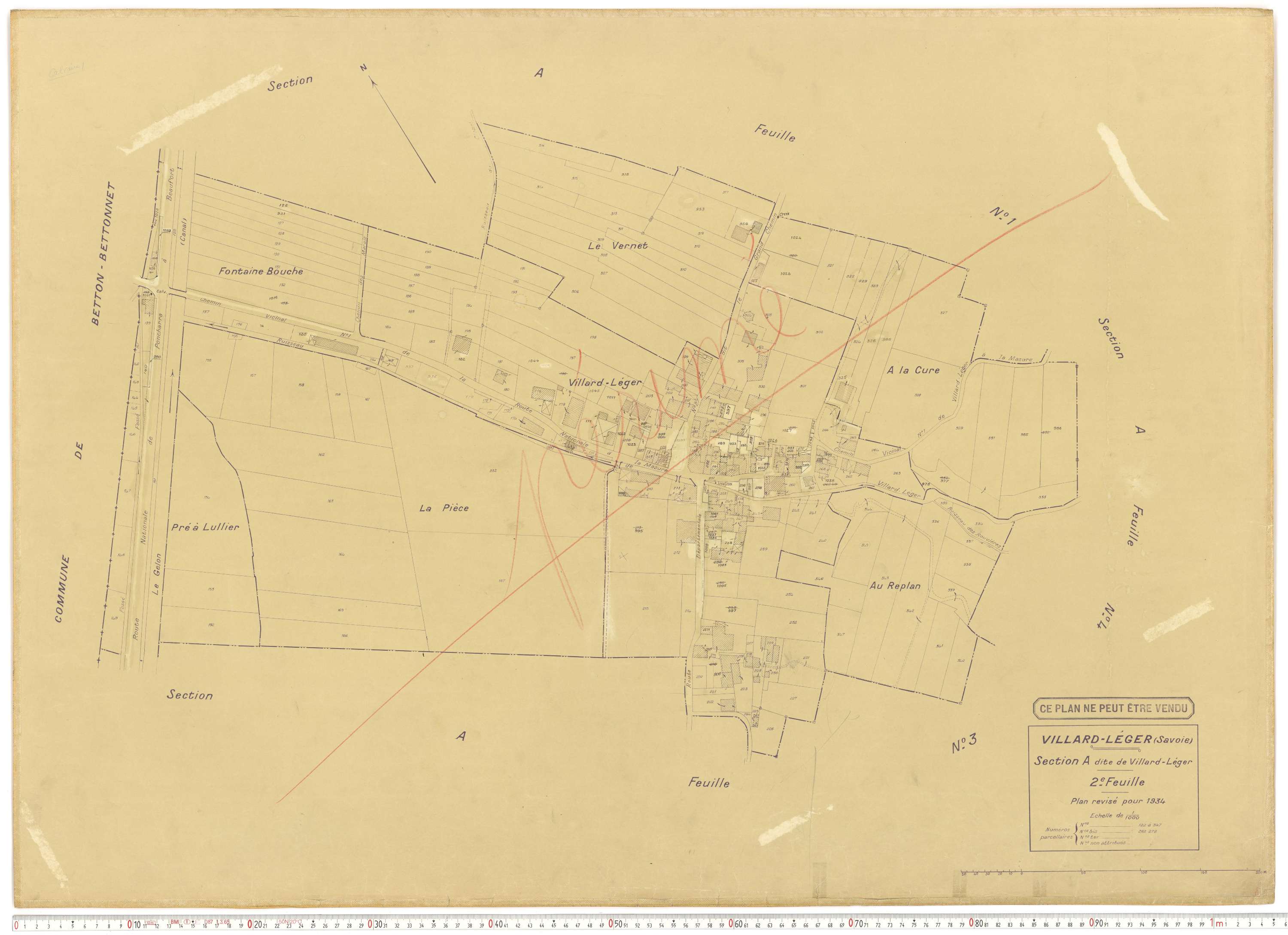 Villard-Léger - Plans cadastraux du cadastre rénové.