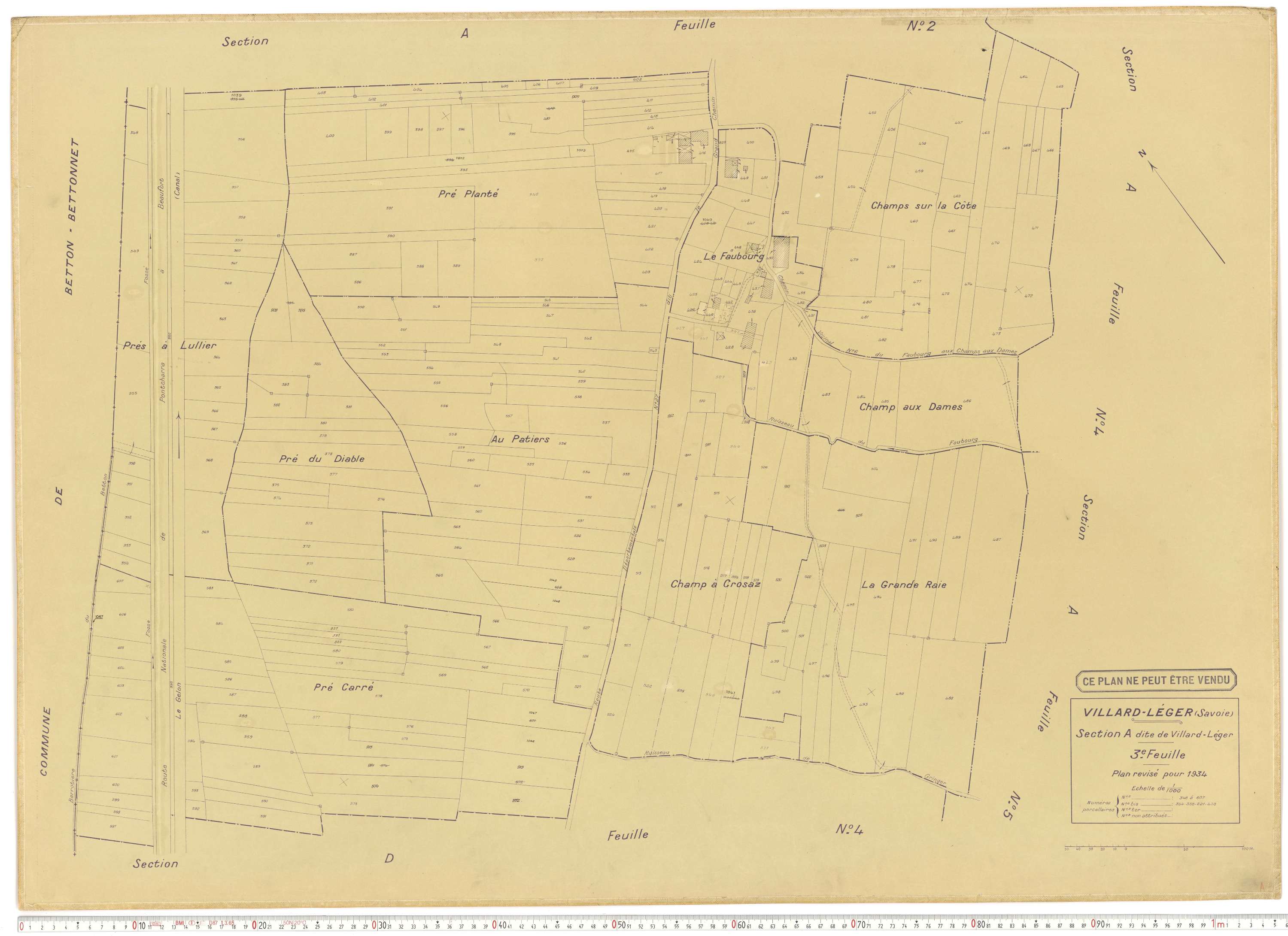 Villard-Léger - Plans cadastraux du cadastre rénové.