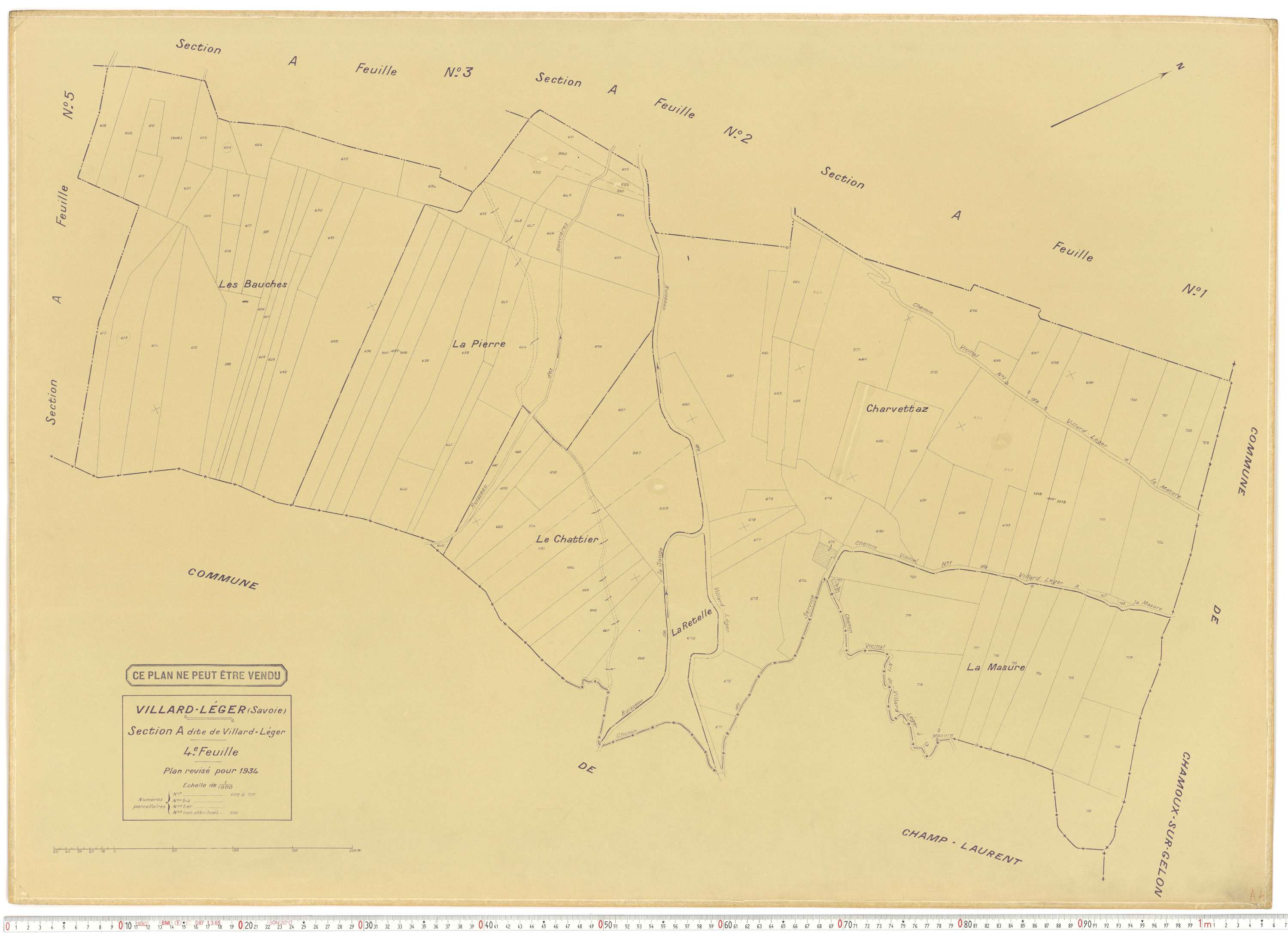 Villard-Léger - Plans cadastraux du cadastre rénové.