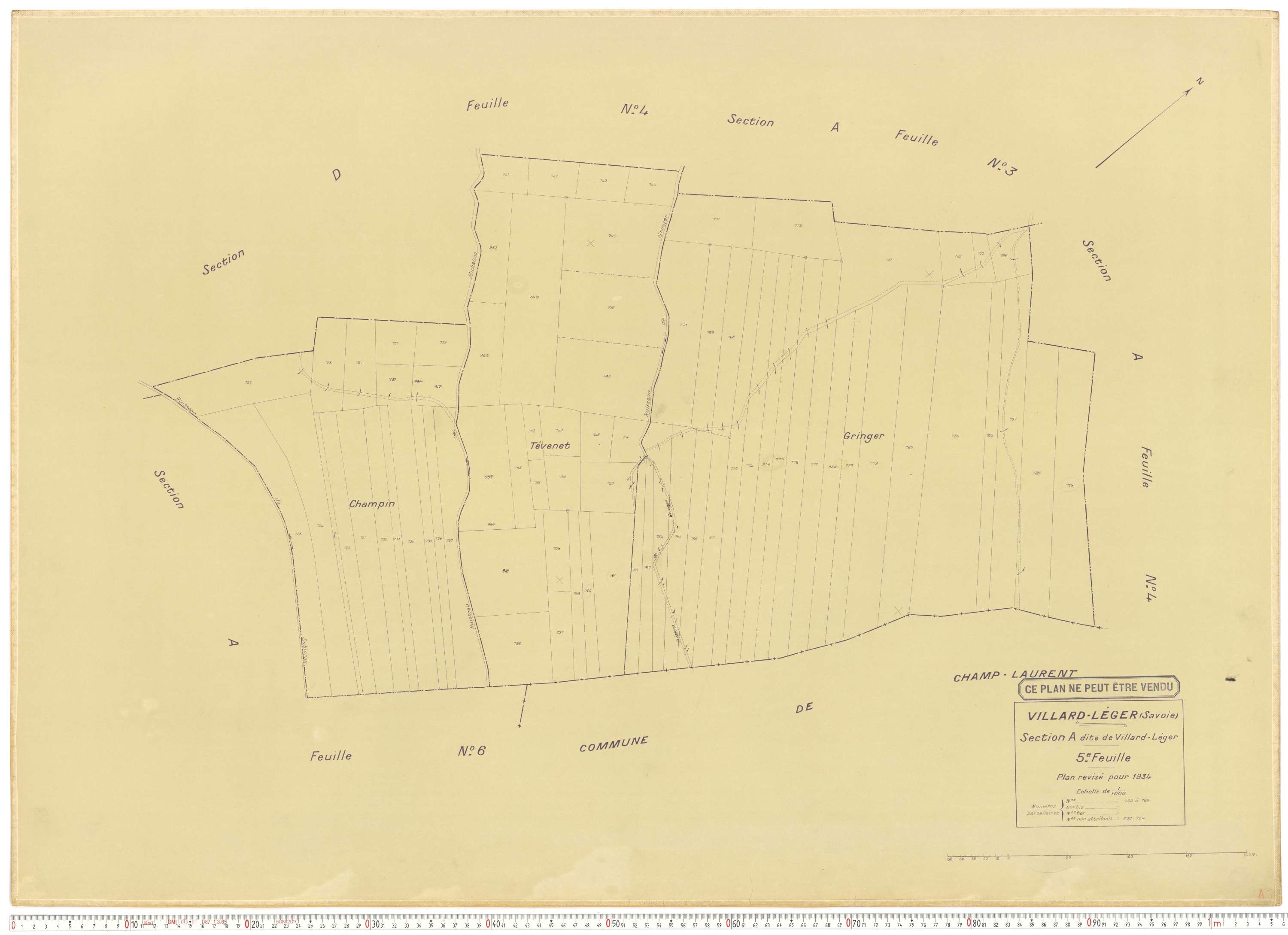 Villard-Léger - Plans cadastraux du cadastre rénové.