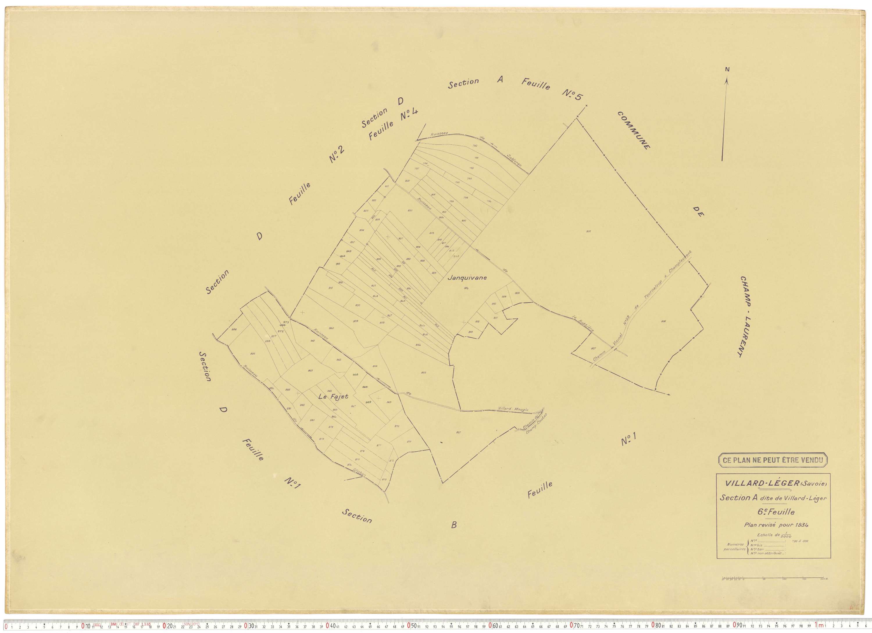 Villard-Léger - Plans cadastraux du cadastre rénové.