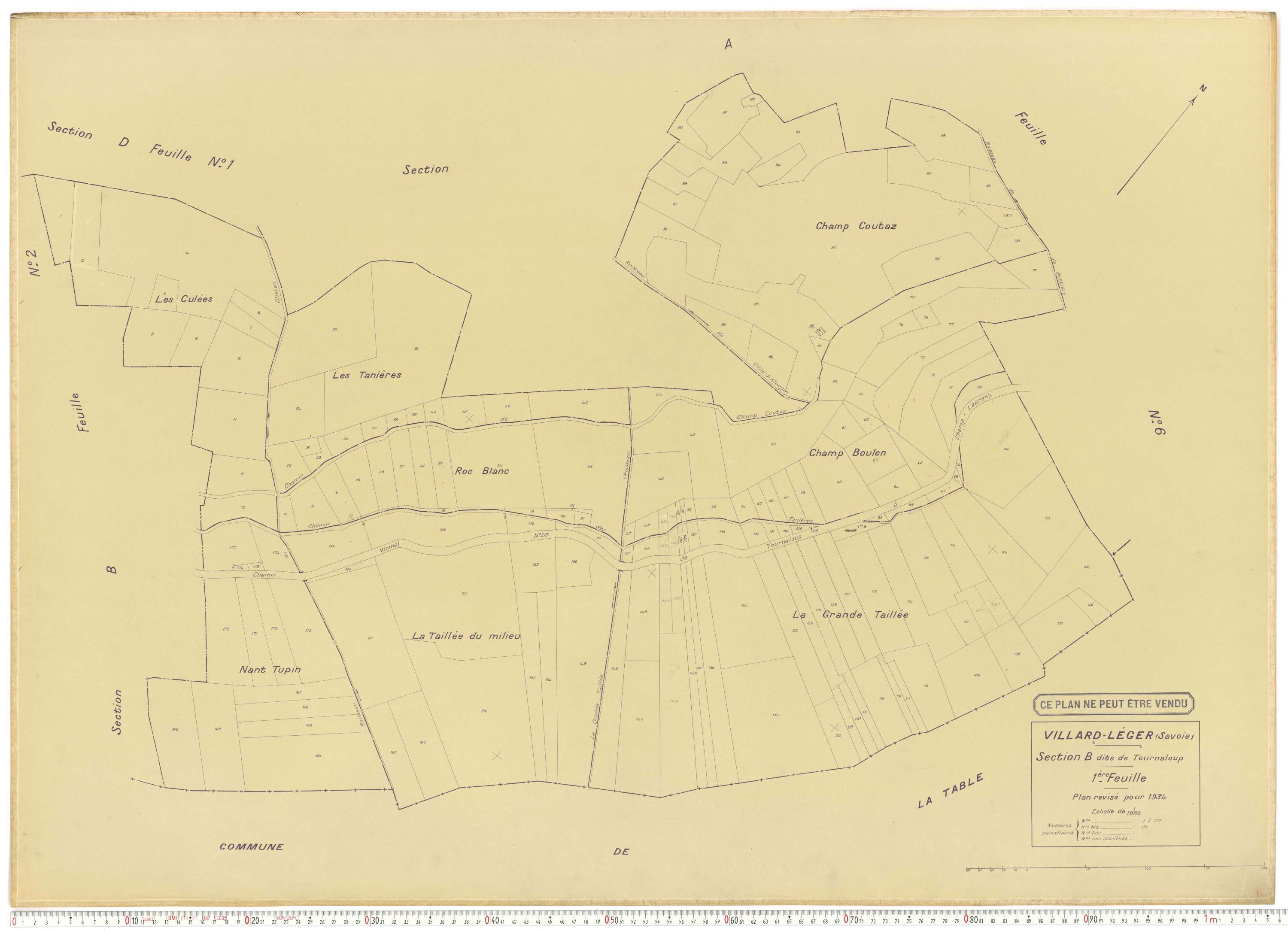 Villard-Léger - Plans cadastraux du cadastre rénové.