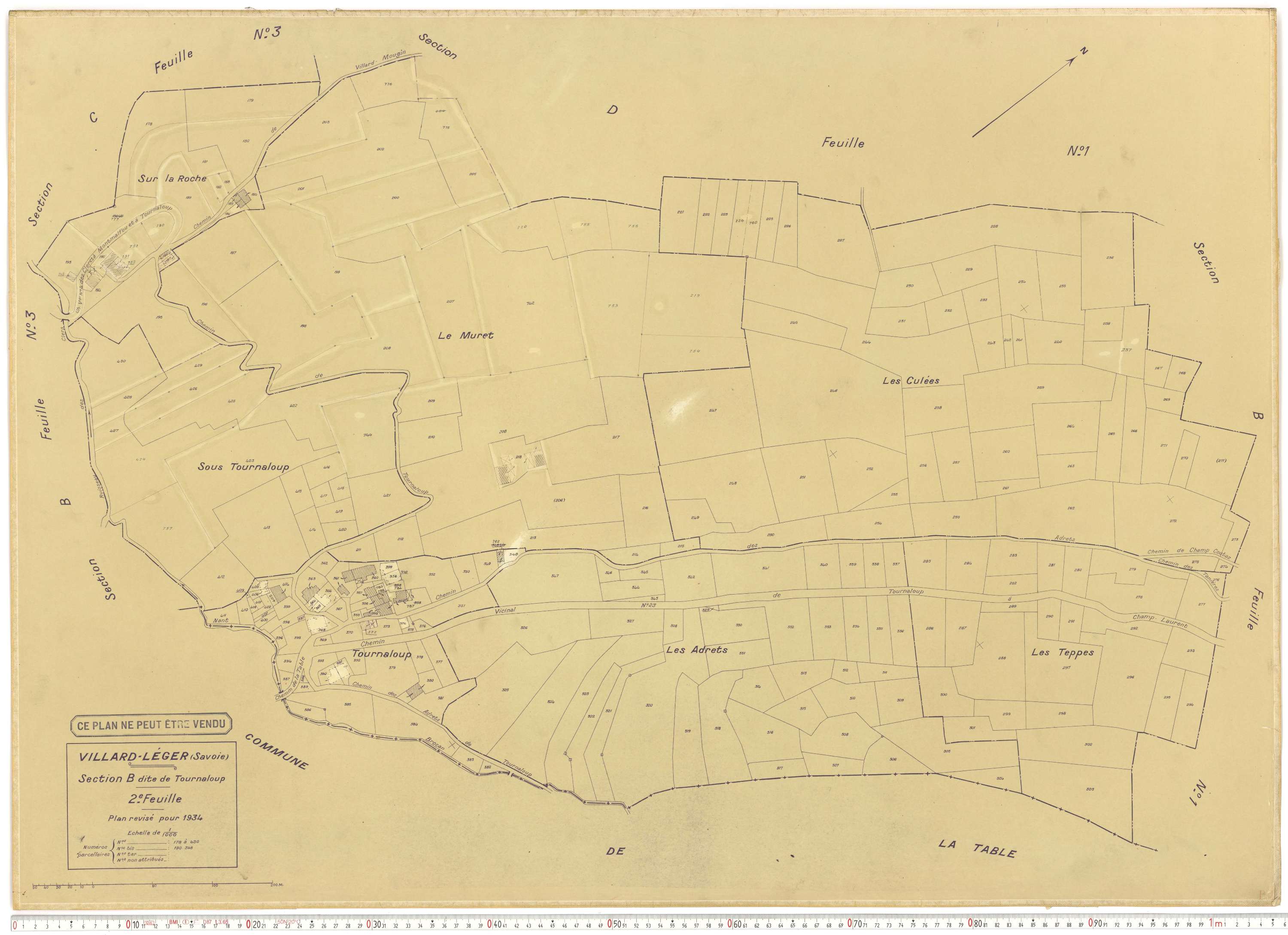 Villard-Léger - Plans cadastraux du cadastre rénové.