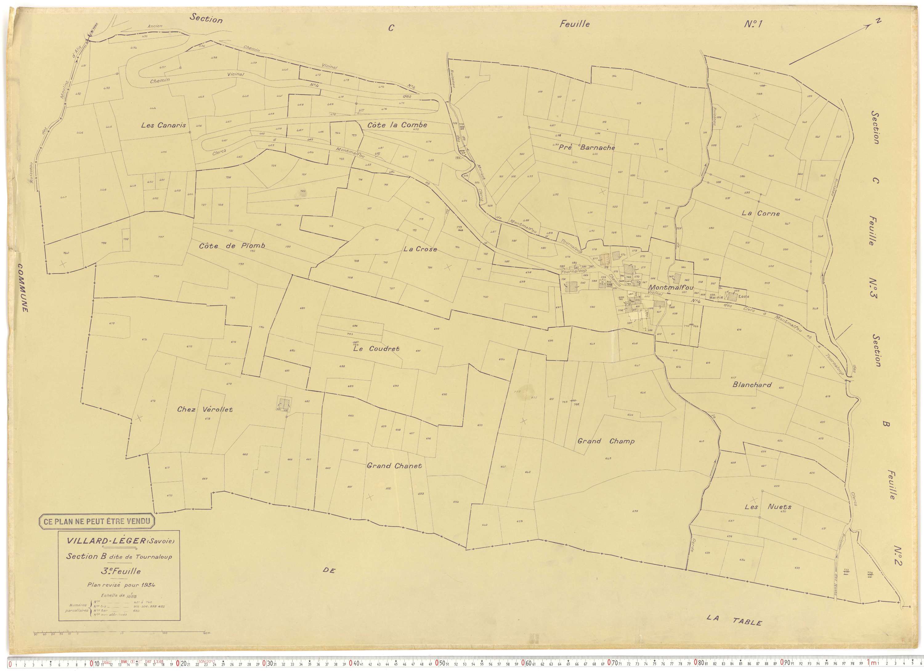 Villard-Léger - Plans cadastraux du cadastre rénové.