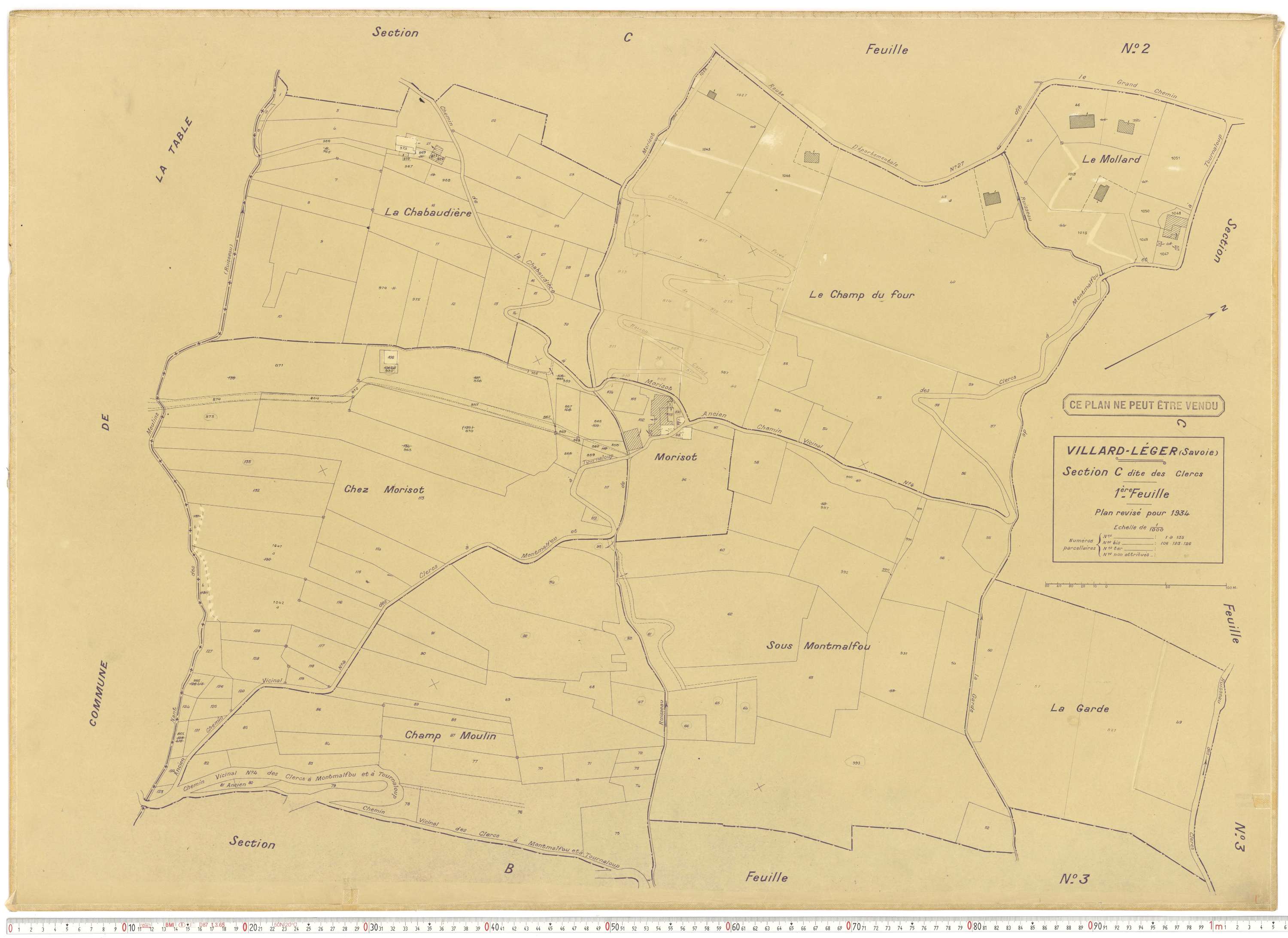 Villard-Léger - Plans cadastraux du cadastre rénové.
