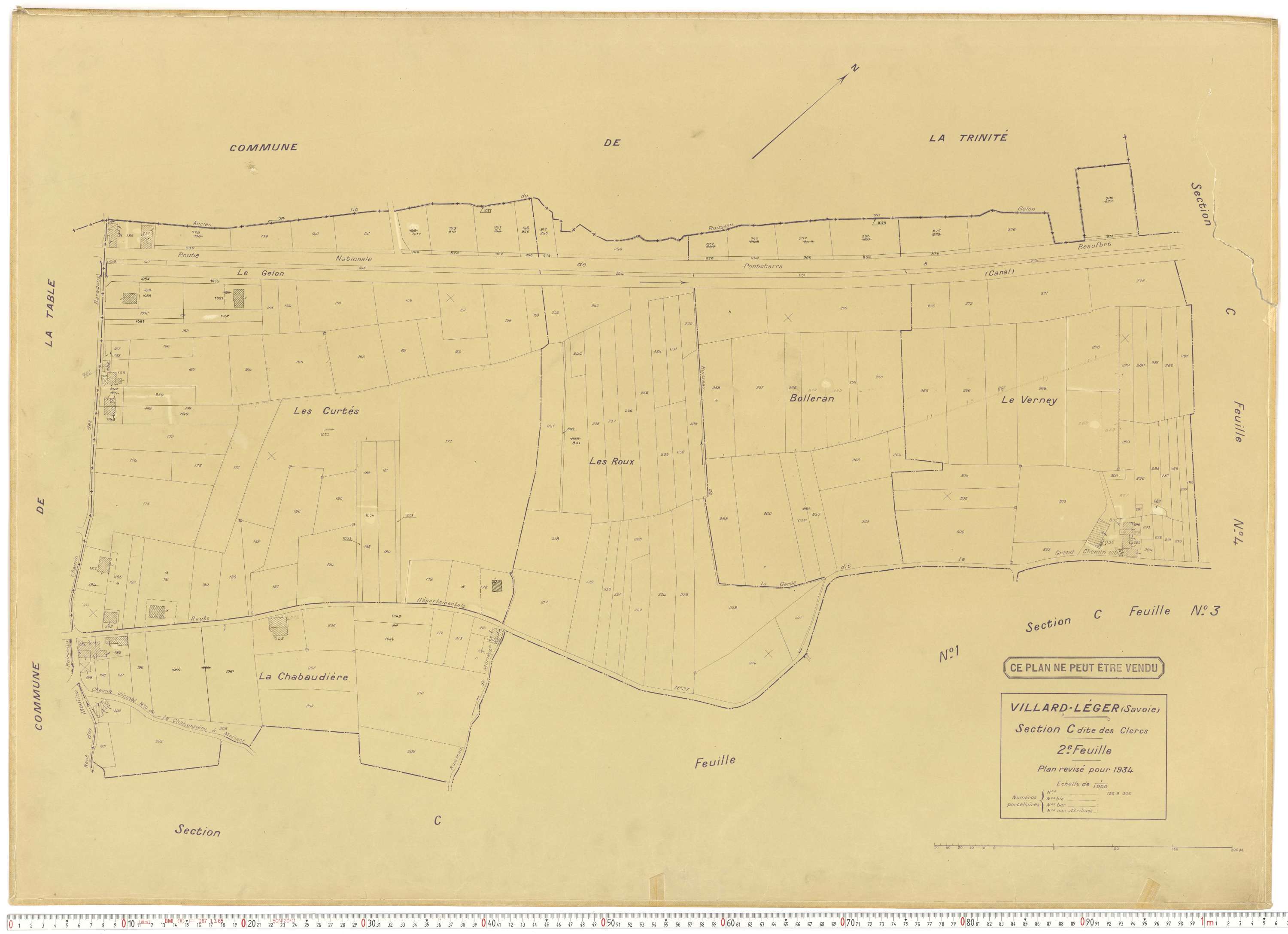 Villard-Léger - Plans cadastraux du cadastre rénové.