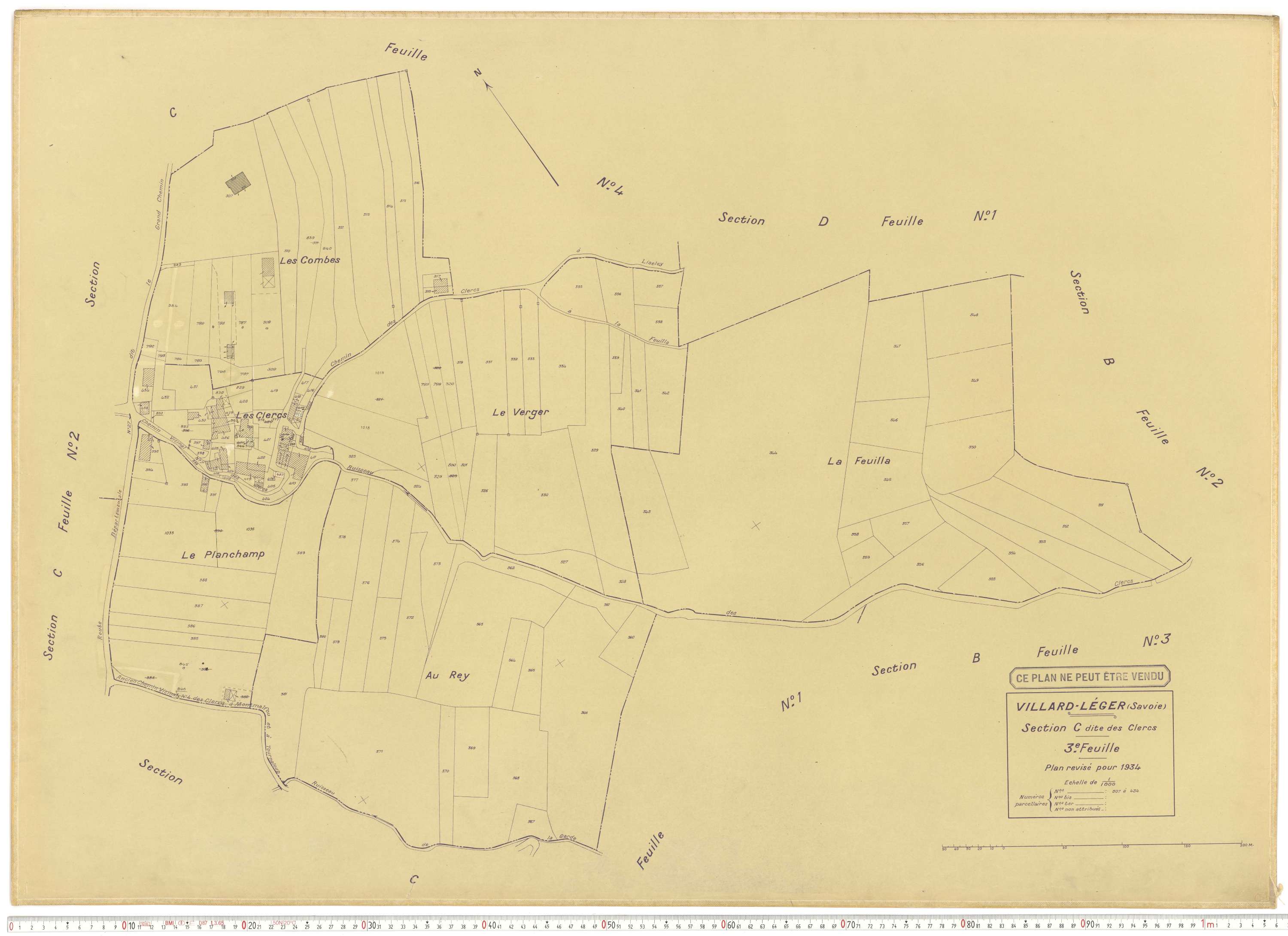 Villard-Léger - Plans cadastraux du cadastre rénové.