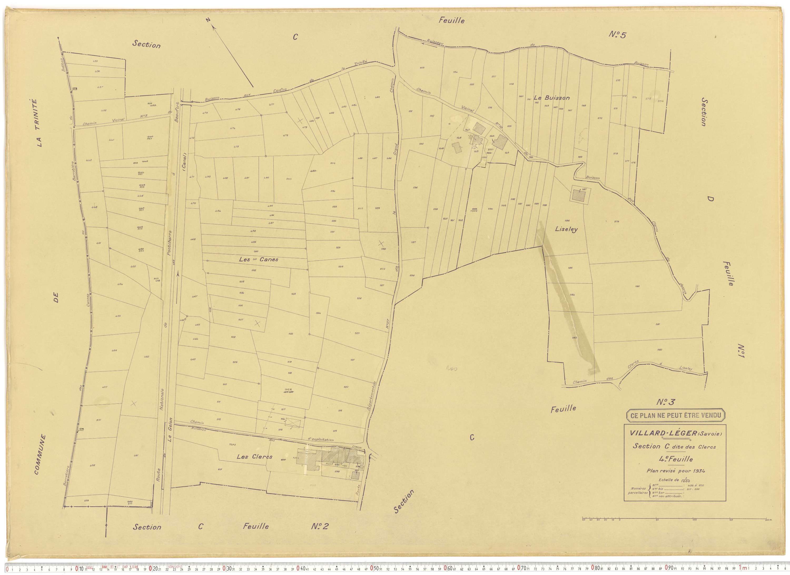 Villard-Léger - Plans cadastraux du cadastre rénové.