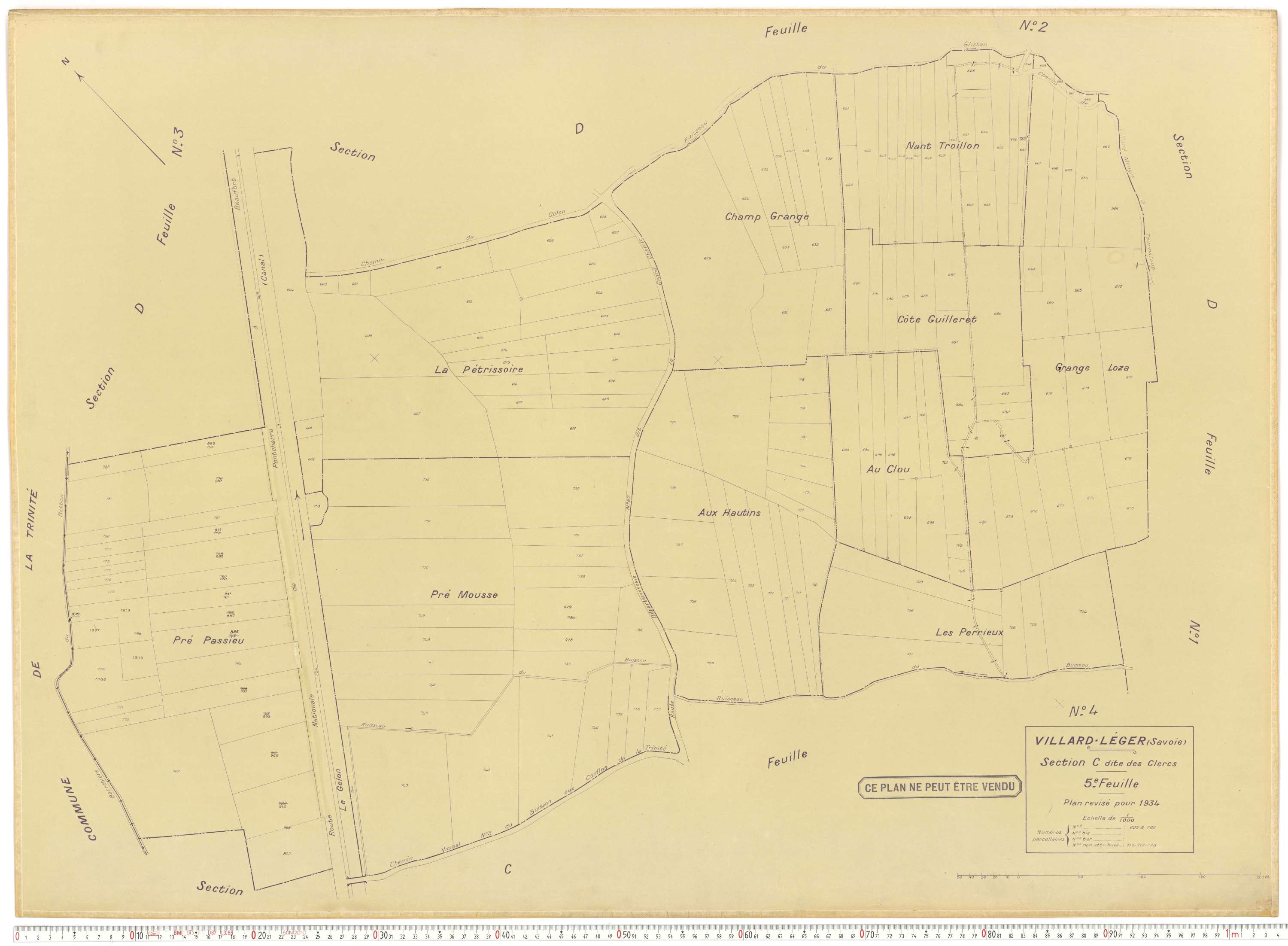 Villard-Léger - Plans cadastraux du cadastre rénové.