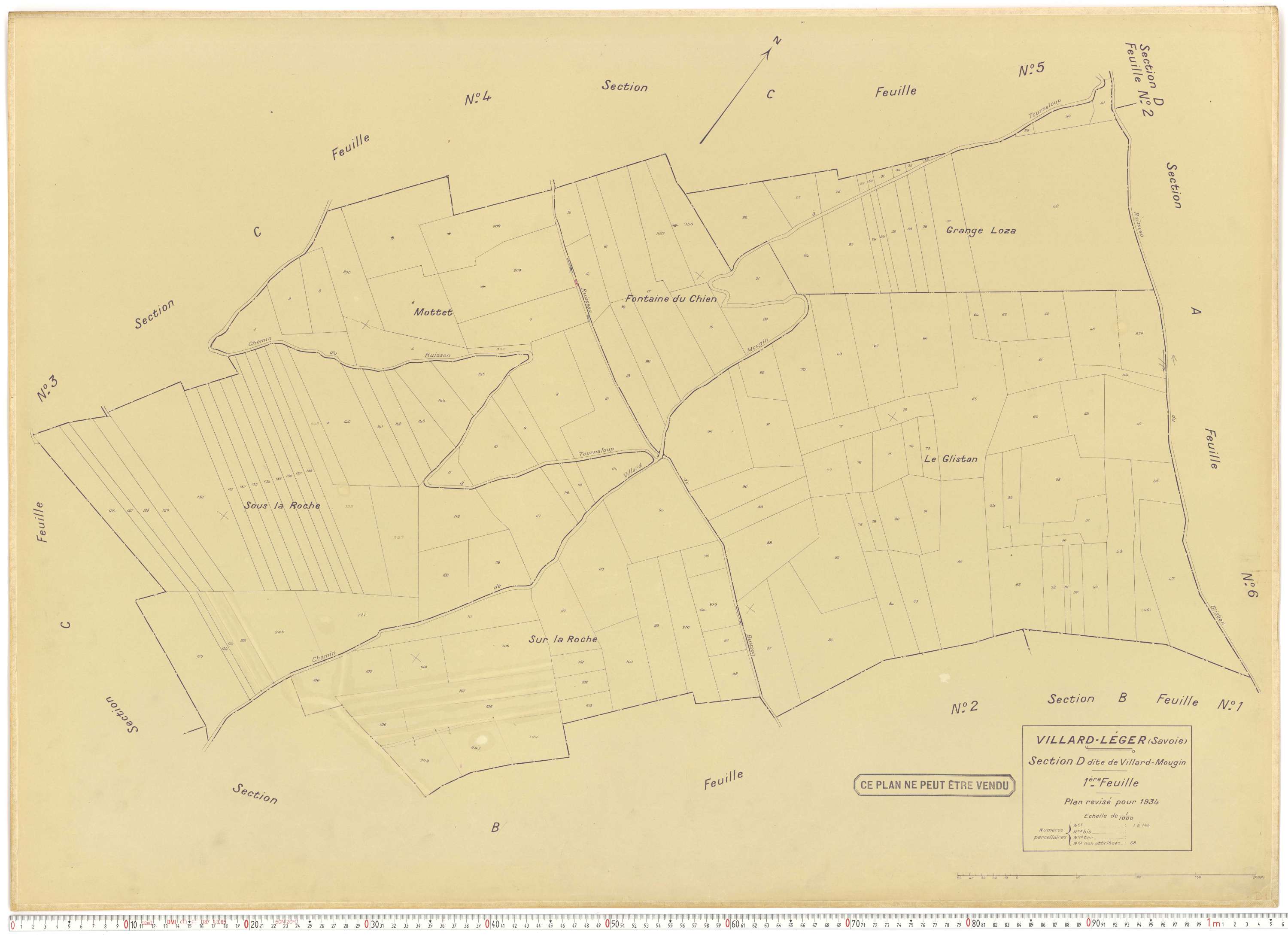 Villard-Léger - Plans cadastraux du cadastre rénové.