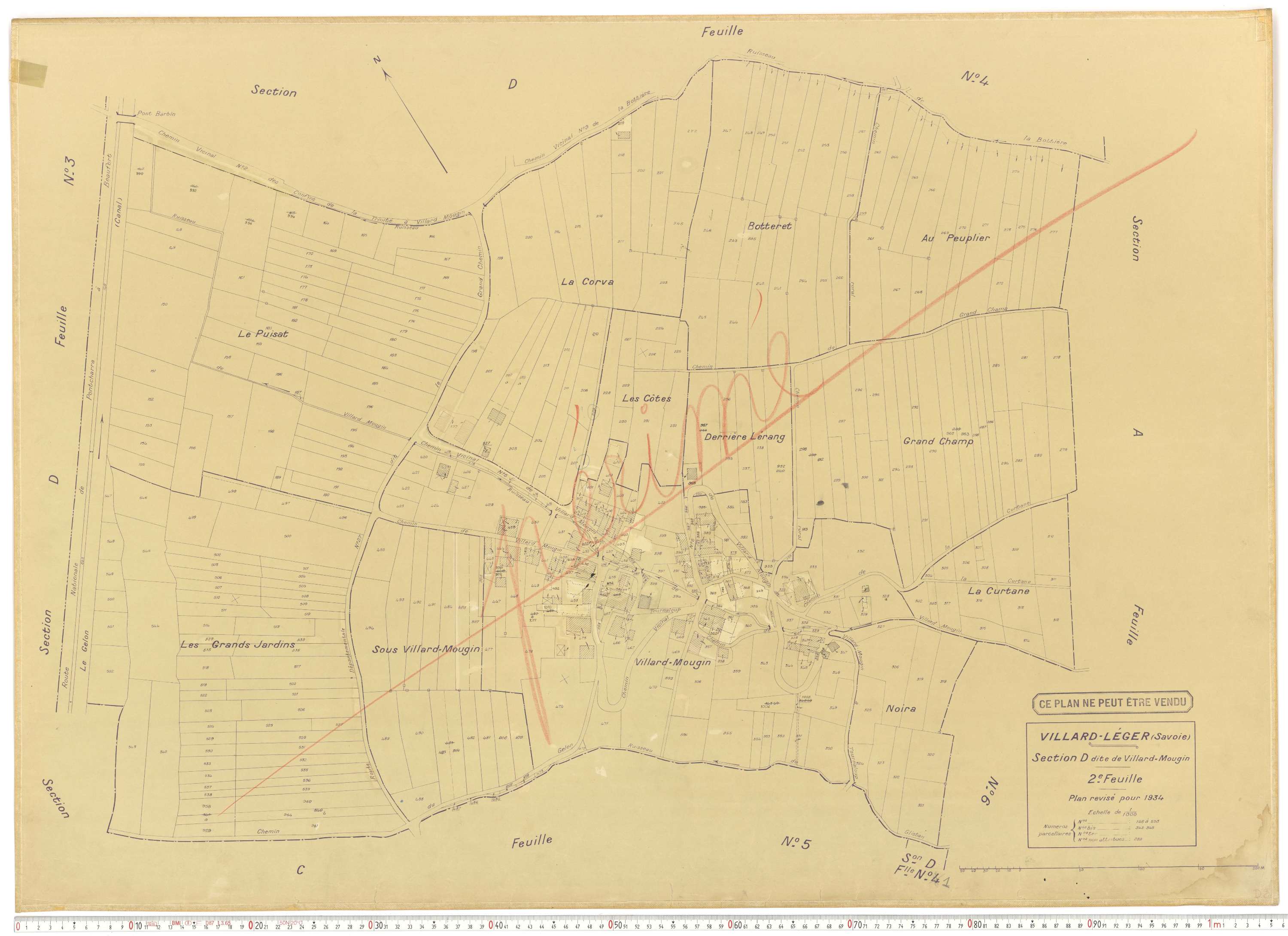 Villard-Léger - Plans cadastraux du cadastre rénové.