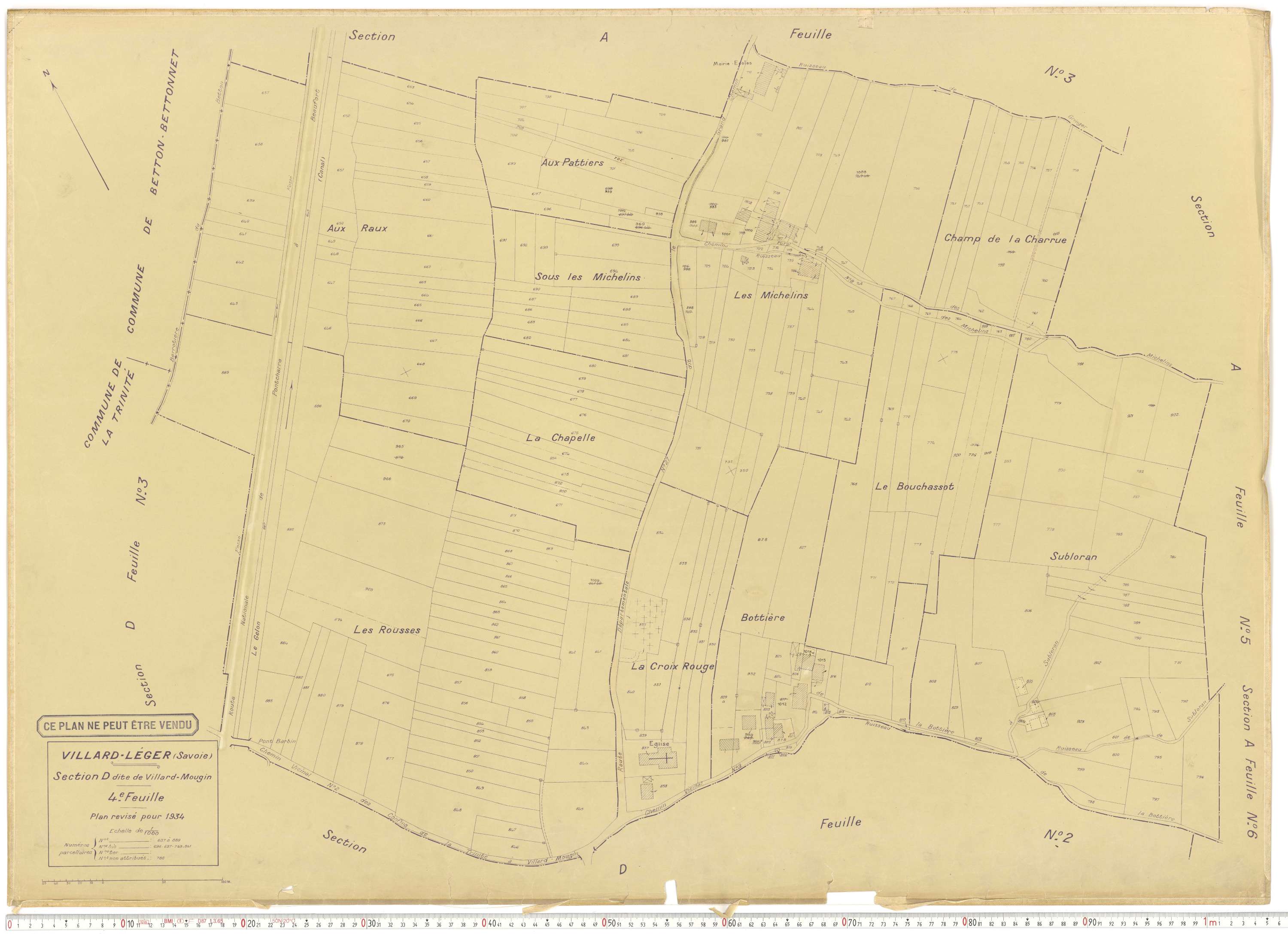 Villard-Léger - Plans cadastraux du cadastre rénové.