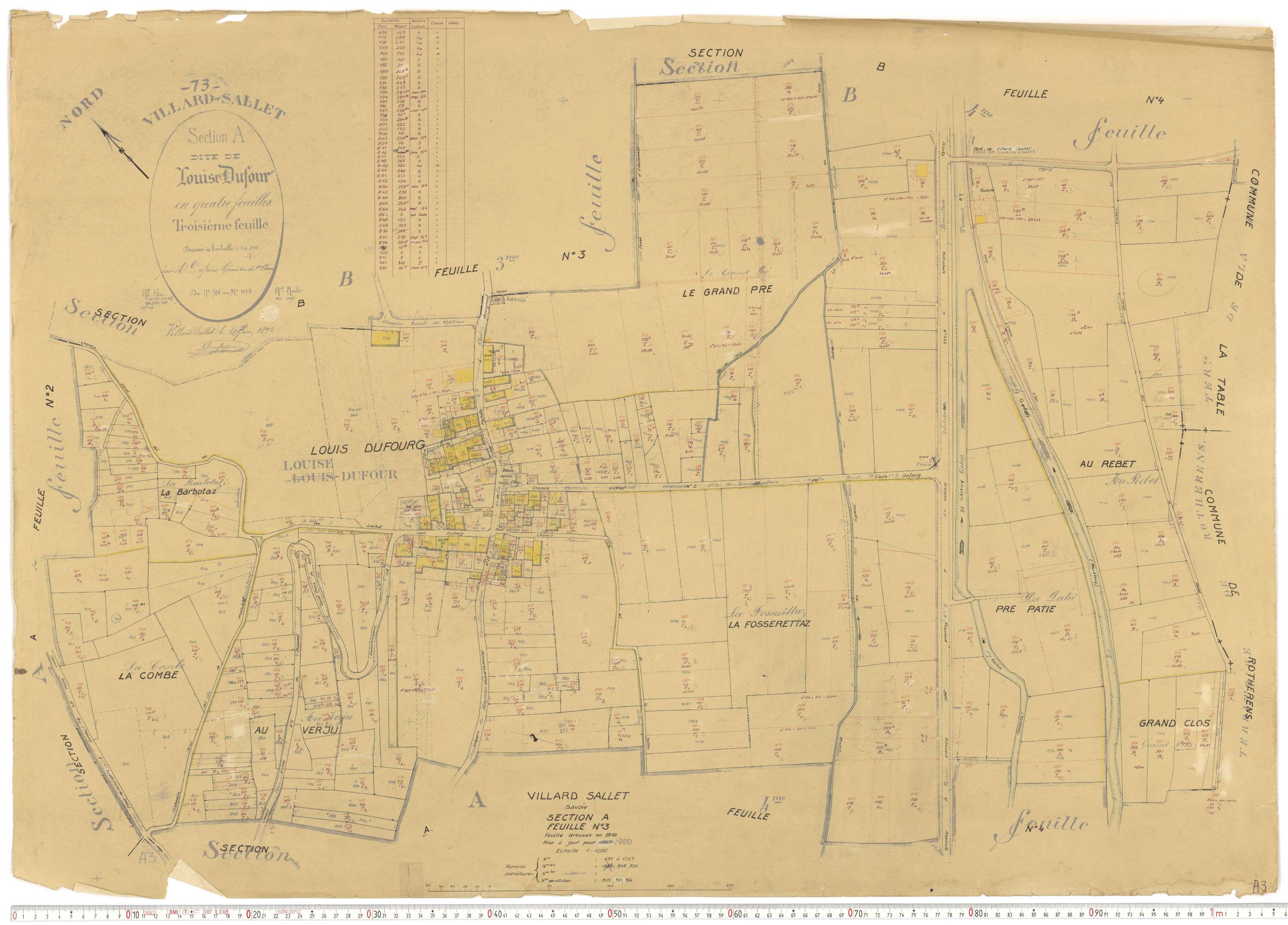 Villard-Sallet - Cadastre rénové, version de travail (1960).