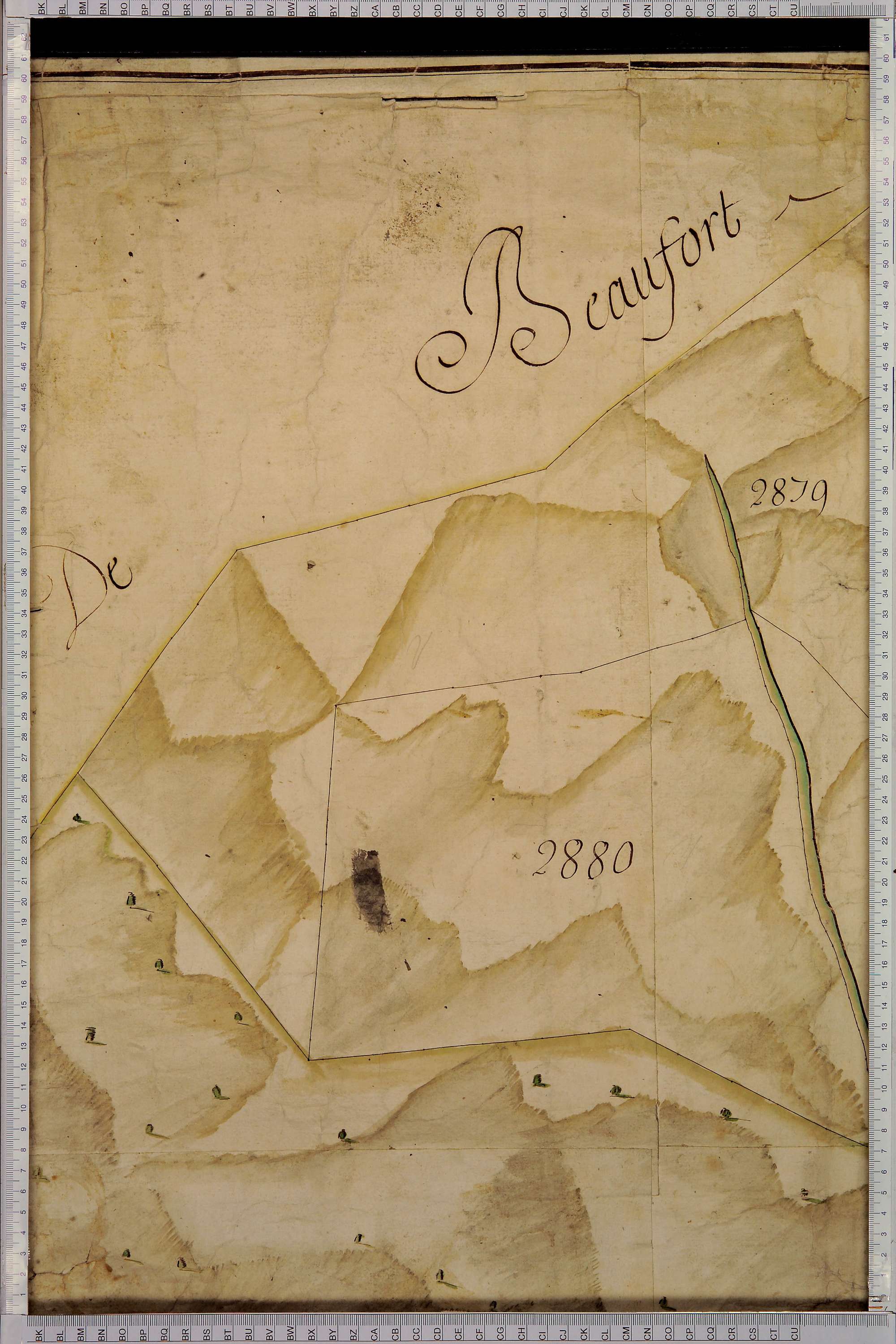 Villard-sur-Doron - Copie de la mappe originale (plan cadastral) de la commune de Villard-de-Beaufort. Signée Cocelli, directeur de la péréquation.