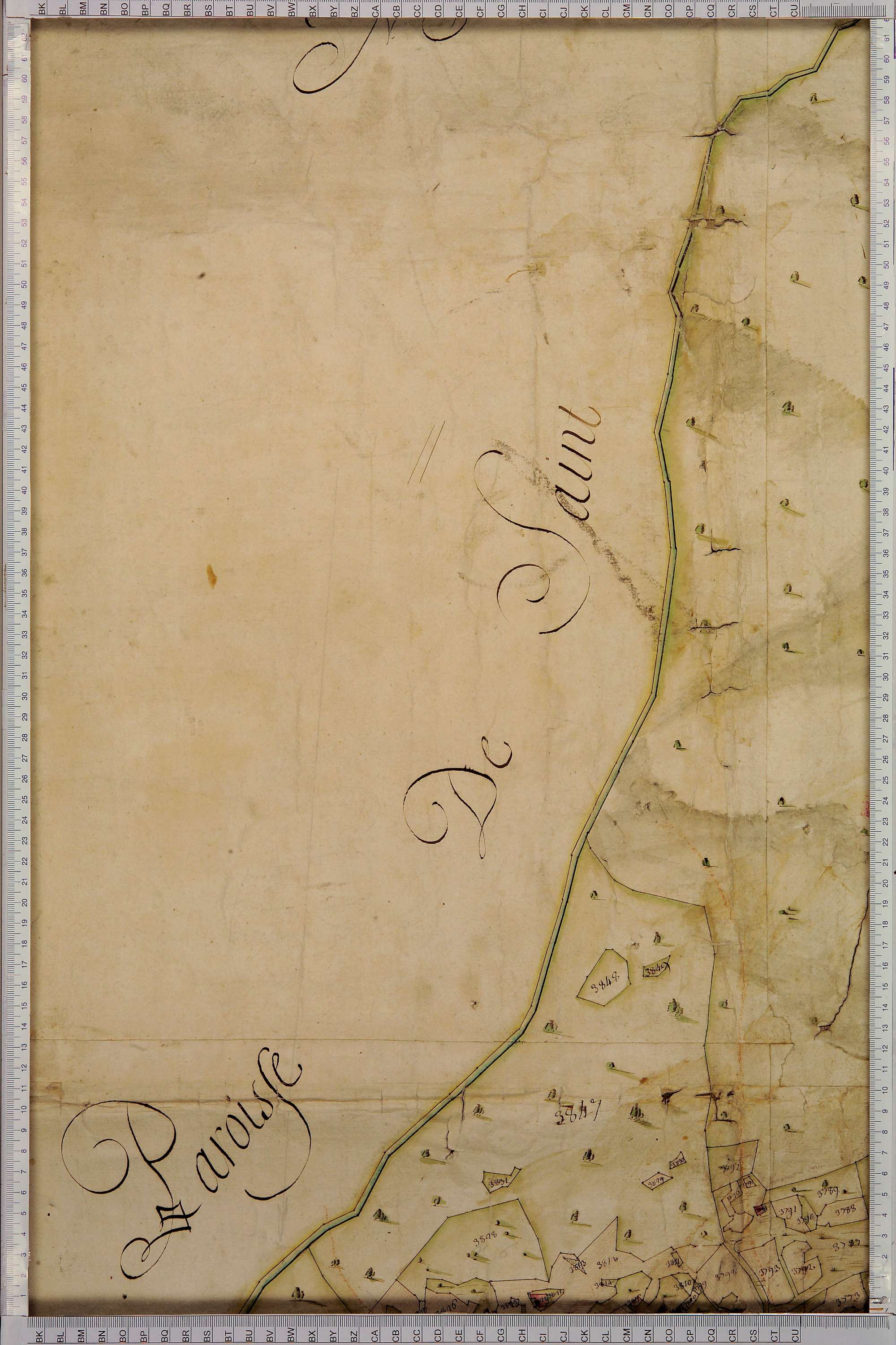 Villard-sur-Doron - Copie de la mappe originale (plan cadastral) de la commune de Villard-de-Beaufort. Signée Cocelli, directeur de la péréquation.