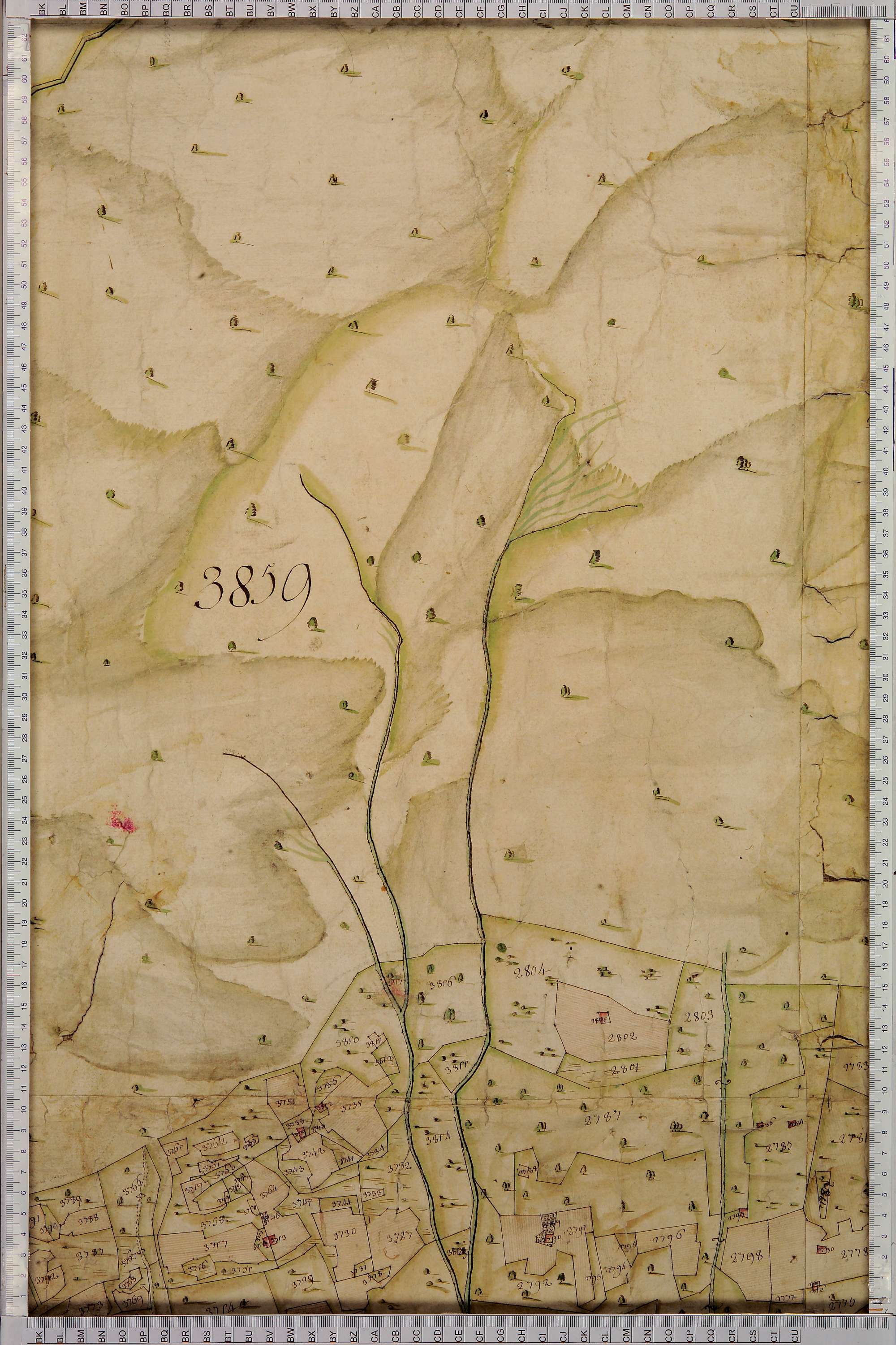 Villard-sur-Doron - Copie de la mappe originale (plan cadastral) de la commune de Villard-de-Beaufort. Signée Cocelli, directeur de la péréquation.