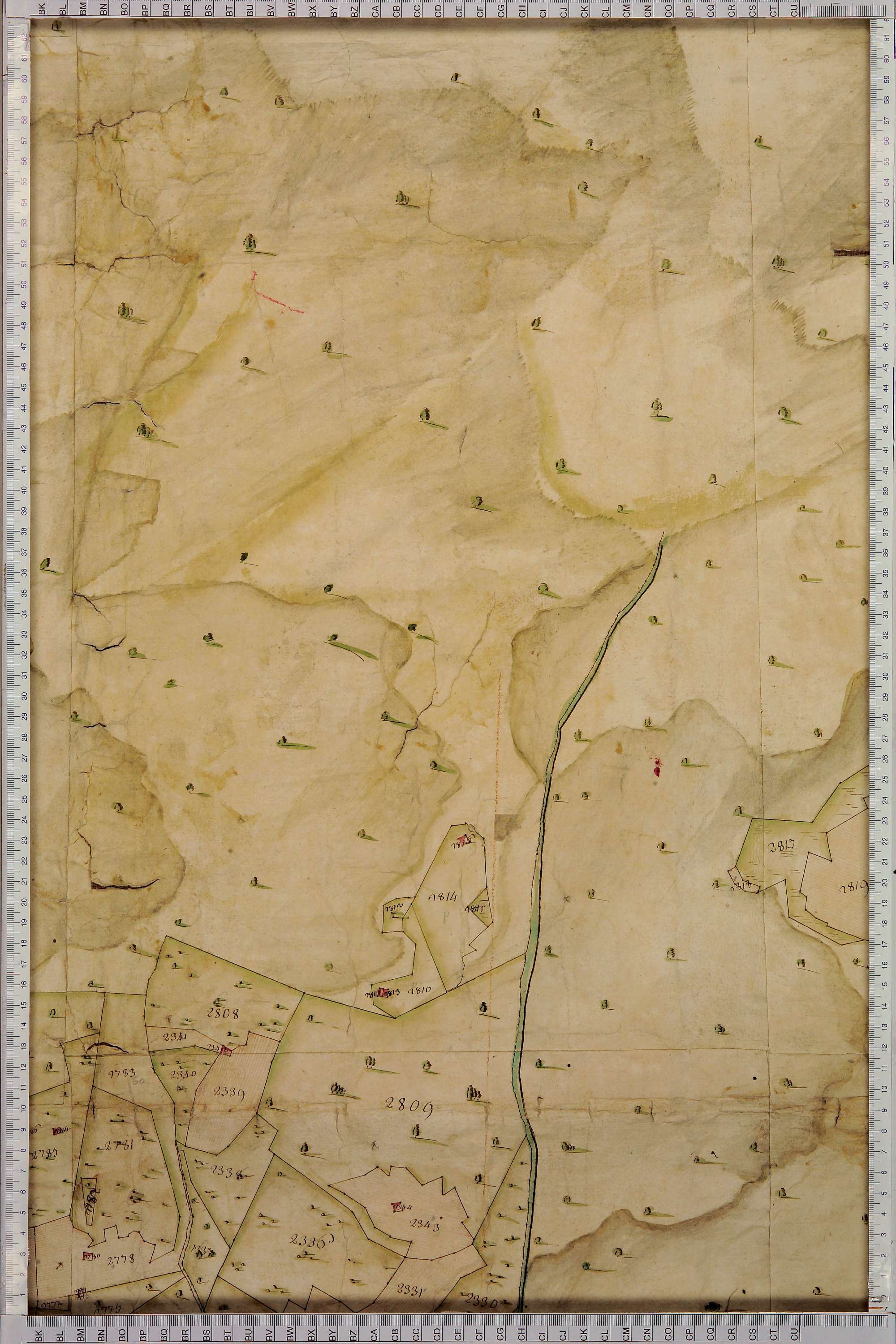 Villard-sur-Doron - Copie de la mappe originale (plan cadastral) de la commune de Villard-de-Beaufort. Signée Cocelli, directeur de la péréquation.