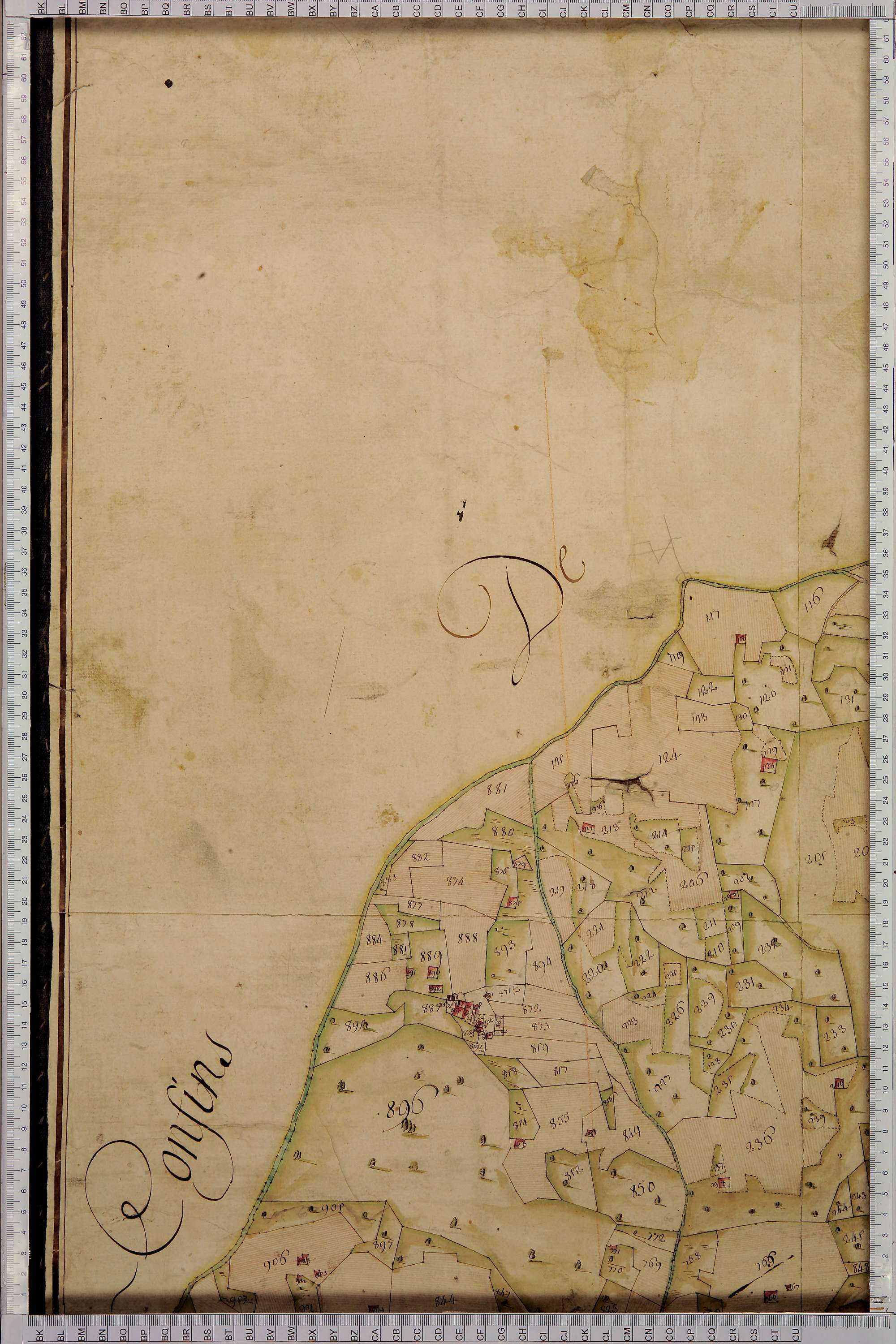 Villard-sur-Doron - Copie de la mappe originale (plan cadastral) de la commune de Villard-de-Beaufort. Signée Cocelli, directeur de la péréquation.