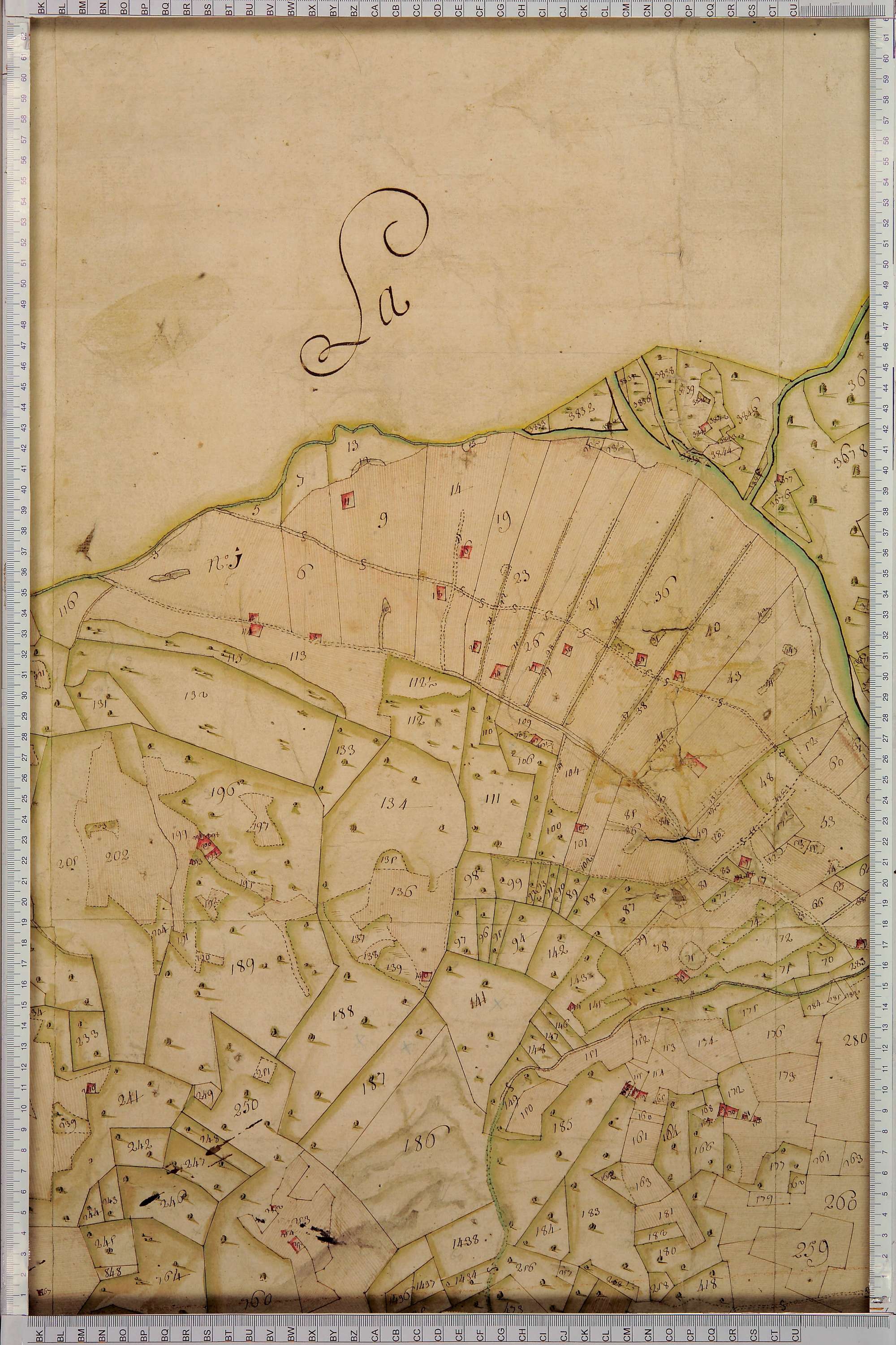 Villard-sur-Doron - Copie de la mappe originale (plan cadastral) de la commune de Villard-de-Beaufort. Signée Cocelli, directeur de la péréquation.