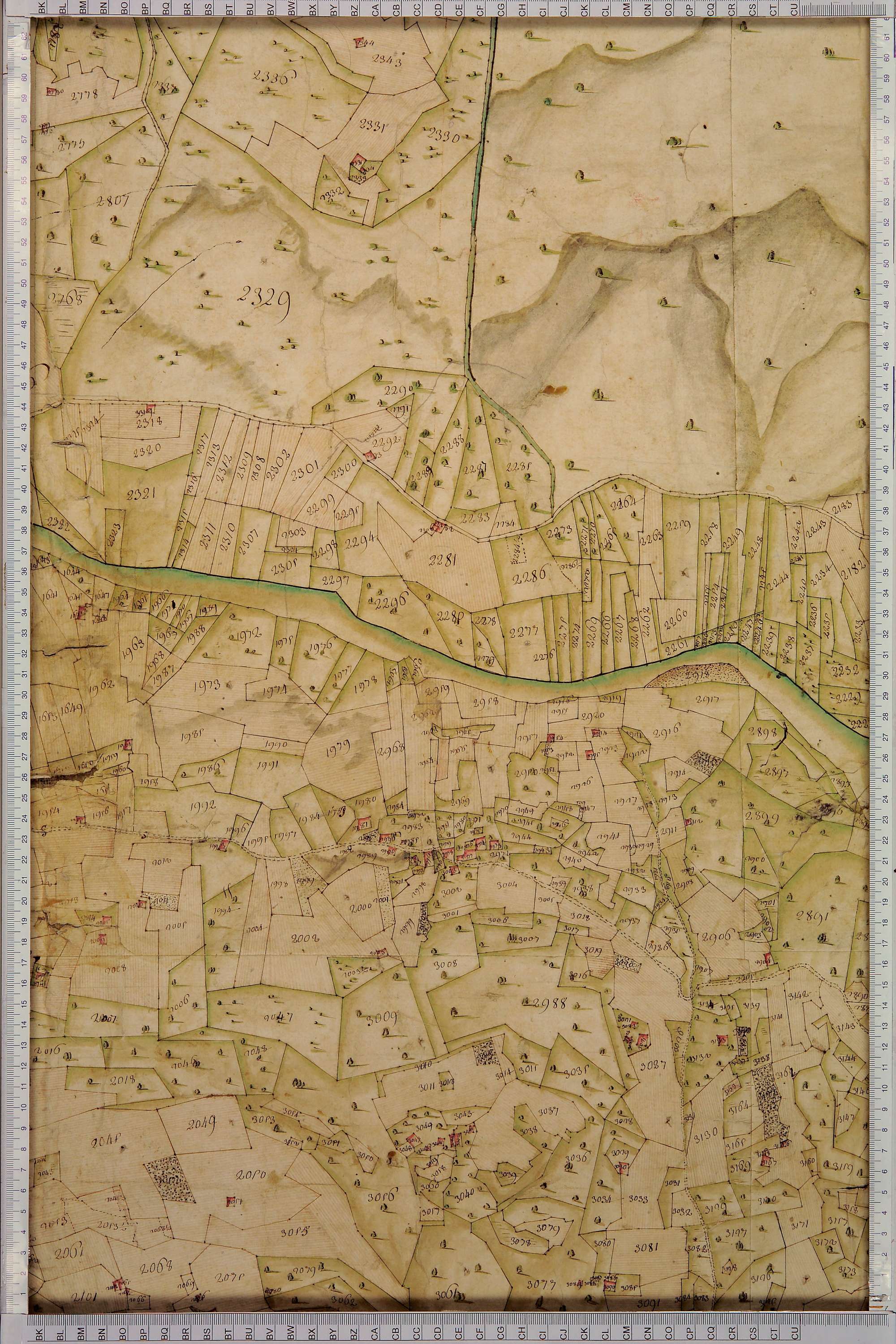 Villard-sur-Doron - Copie de la mappe originale (plan cadastral) de la commune de Villard-de-Beaufort. Signée Cocelli, directeur de la péréquation.
