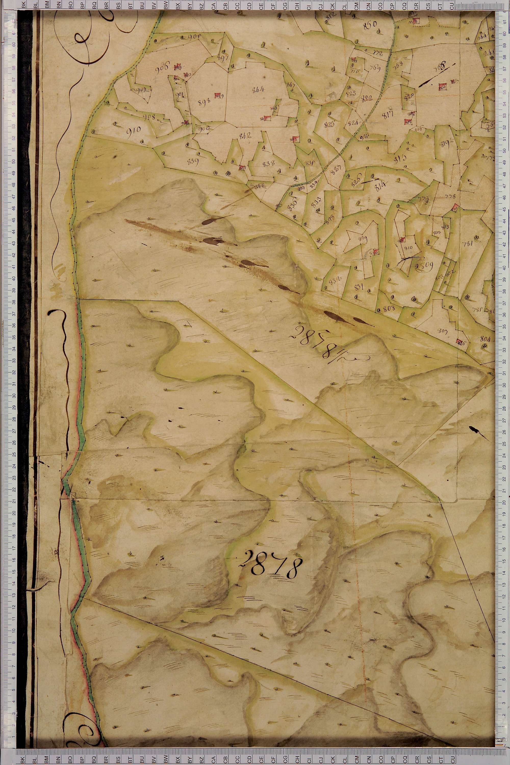 Villard-sur-Doron - Copie de la mappe originale (plan cadastral) de la commune de Villard-de-Beaufort. Signée Cocelli, directeur de la péréquation.