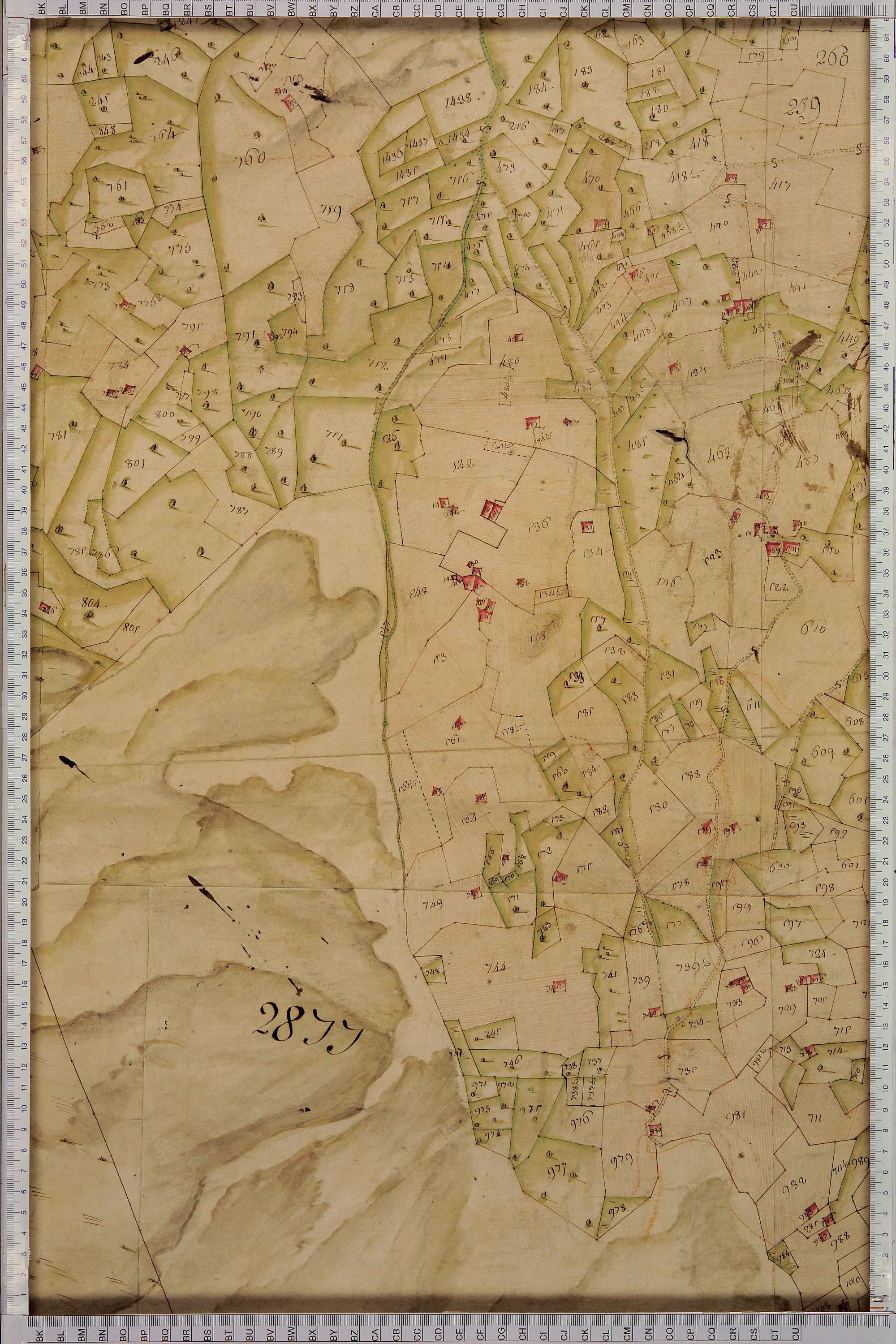 Villard-sur-Doron - Copie de la mappe originale (plan cadastral) de la commune de Villard-de-Beaufort. Signée Cocelli, directeur de la péréquation.