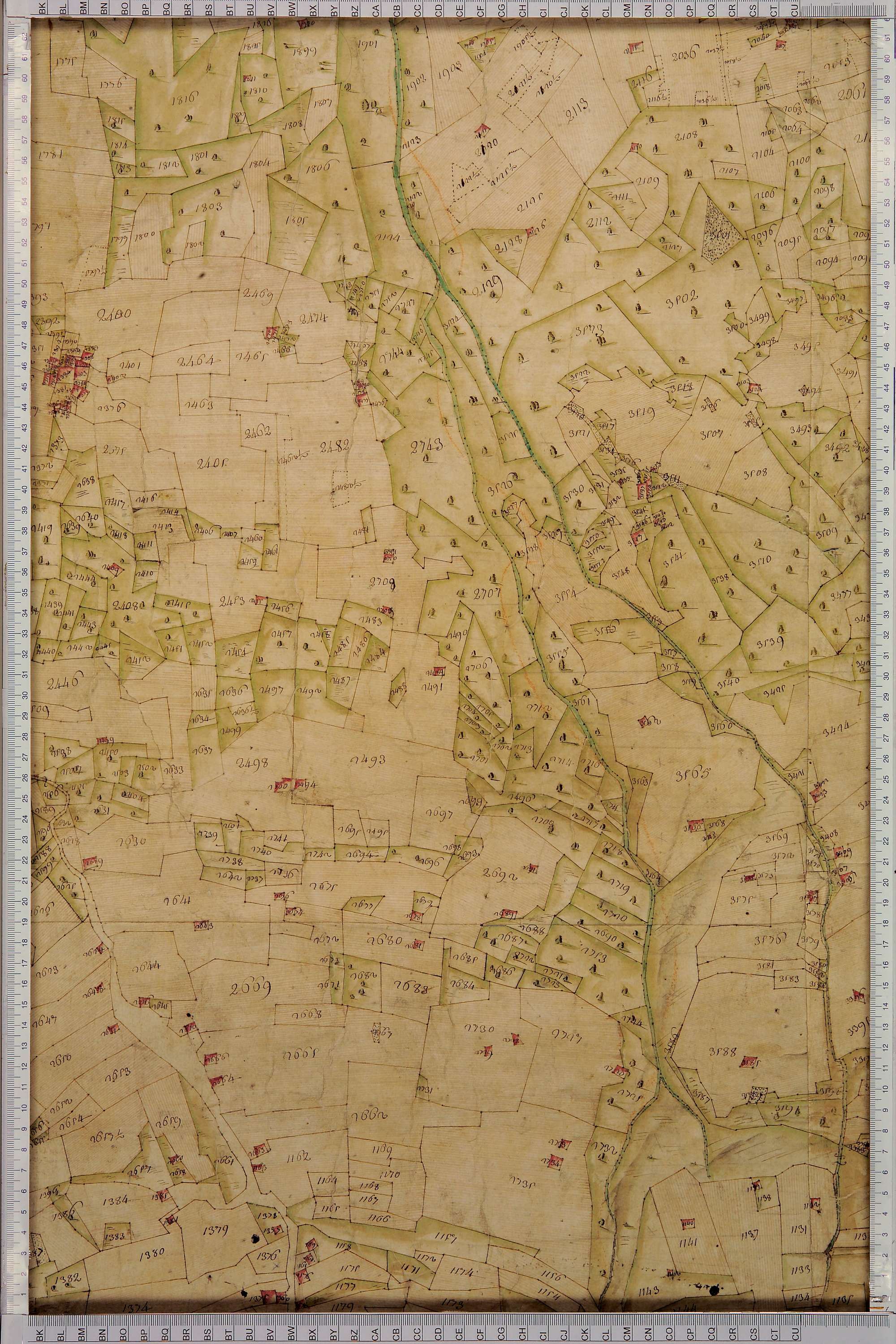 Villard-sur-Doron - Copie de la mappe originale (plan cadastral) de la commune de Villard-de-Beaufort. Signée Cocelli, directeur de la péréquation.