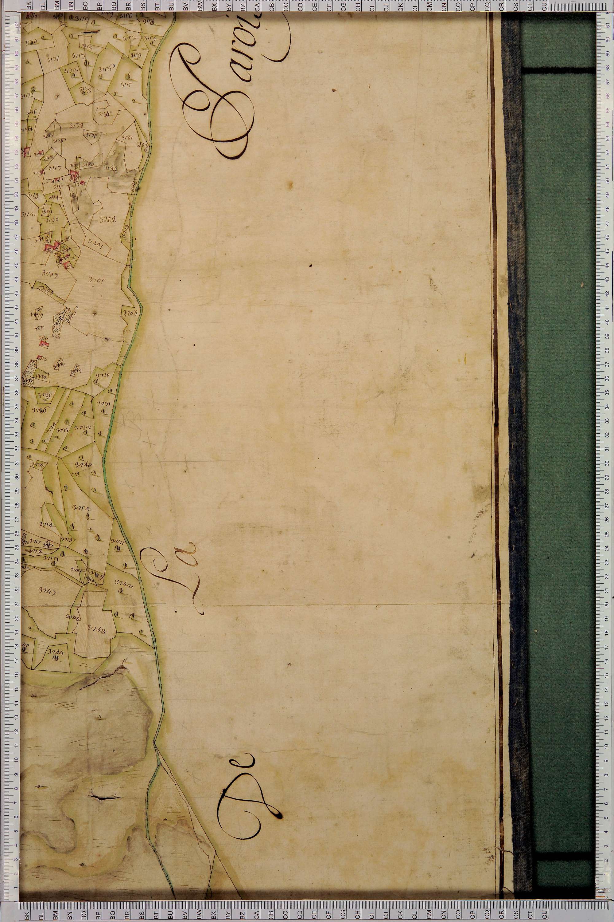 Villard-sur-Doron - Copie de la mappe originale (plan cadastral) de la commune de Villard-de-Beaufort. Signée Cocelli, directeur de la péréquation.