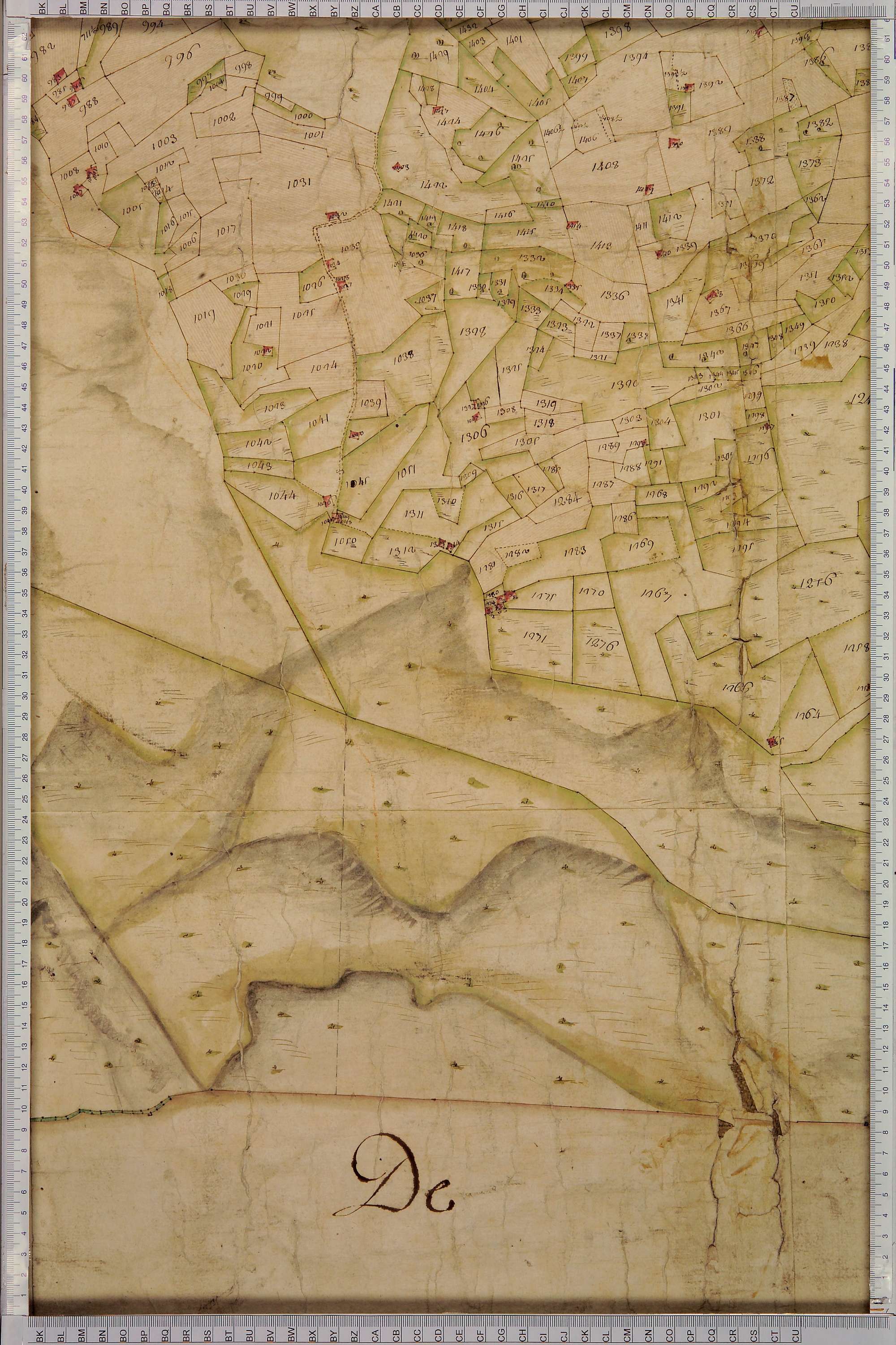 Villard-sur-Doron - Copie de la mappe originale (plan cadastral) de la commune de Villard-de-Beaufort. Signée Cocelli, directeur de la péréquation.