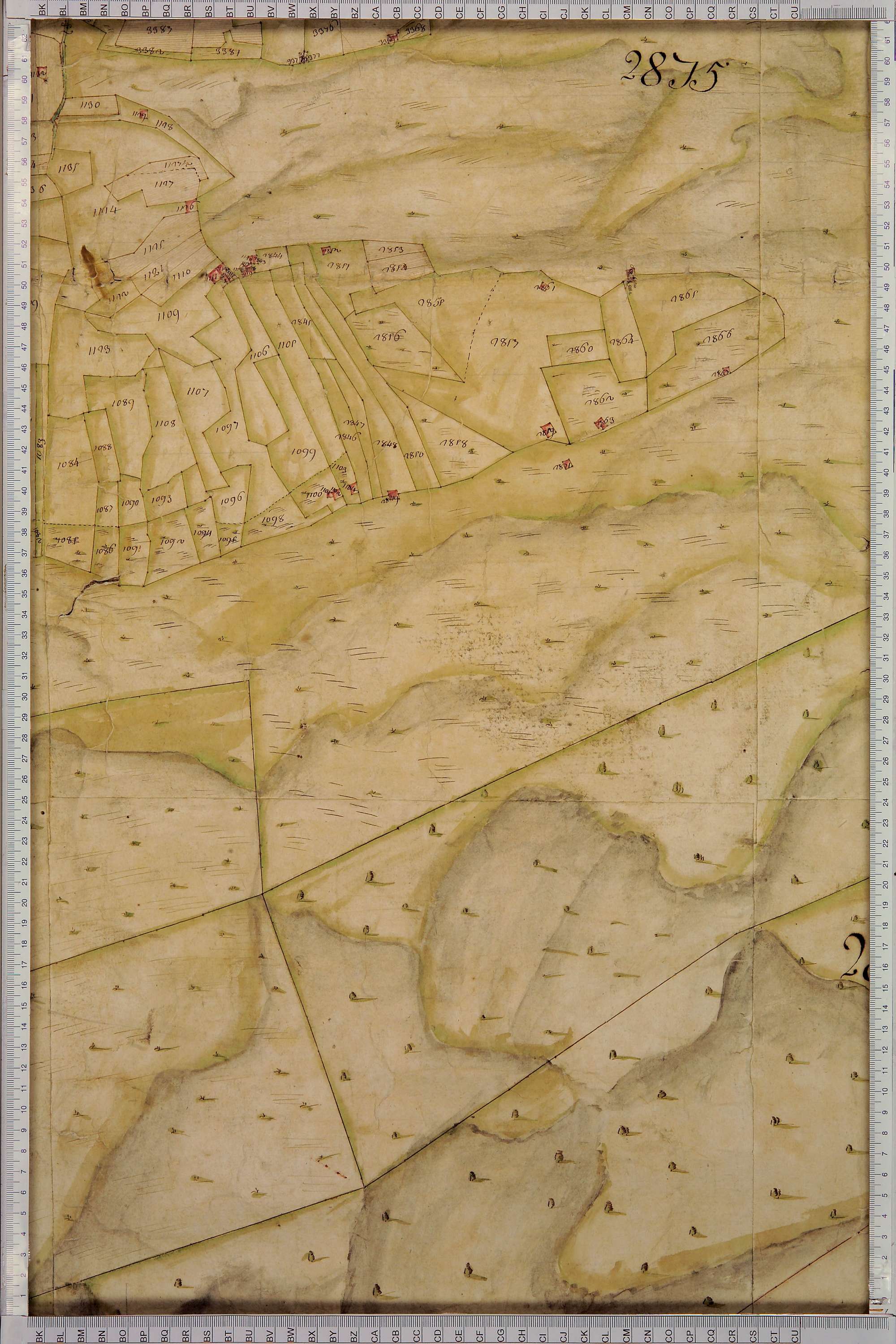 Villard-sur-Doron - Copie de la mappe originale (plan cadastral) de la commune de Villard-de-Beaufort. Signée Cocelli, directeur de la péréquation.