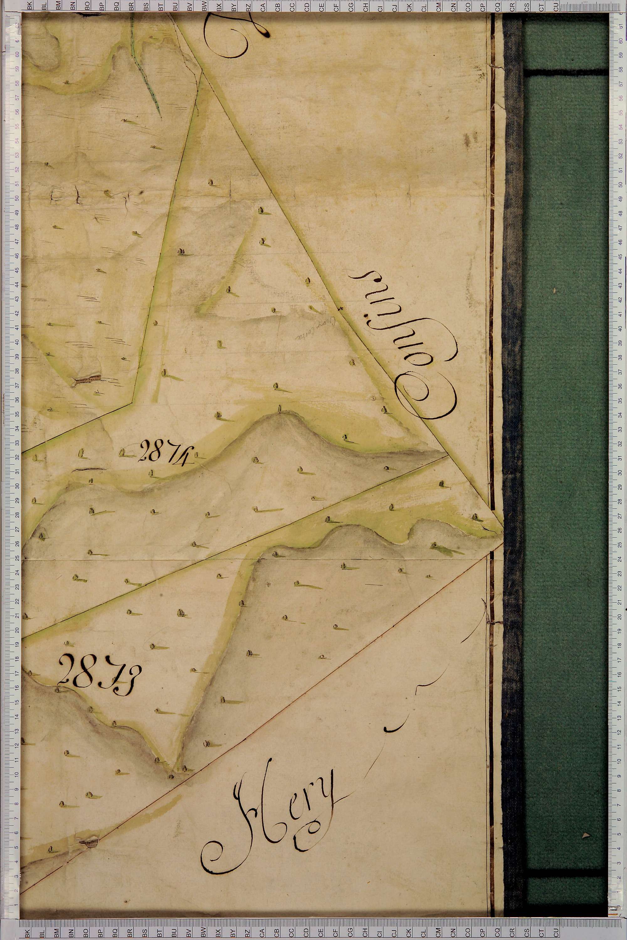 Villard-sur-Doron - Copie de la mappe originale (plan cadastral) de la commune de Villard-de-Beaufort. Signée Cocelli, directeur de la péréquation.