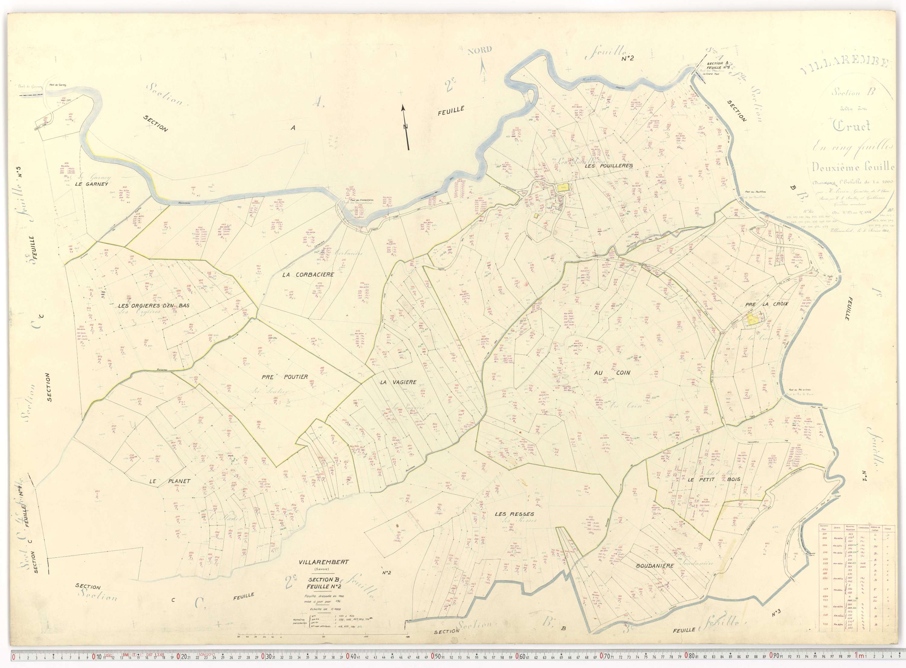 Villarembert - Plans cadastraux du cadastre rénové.