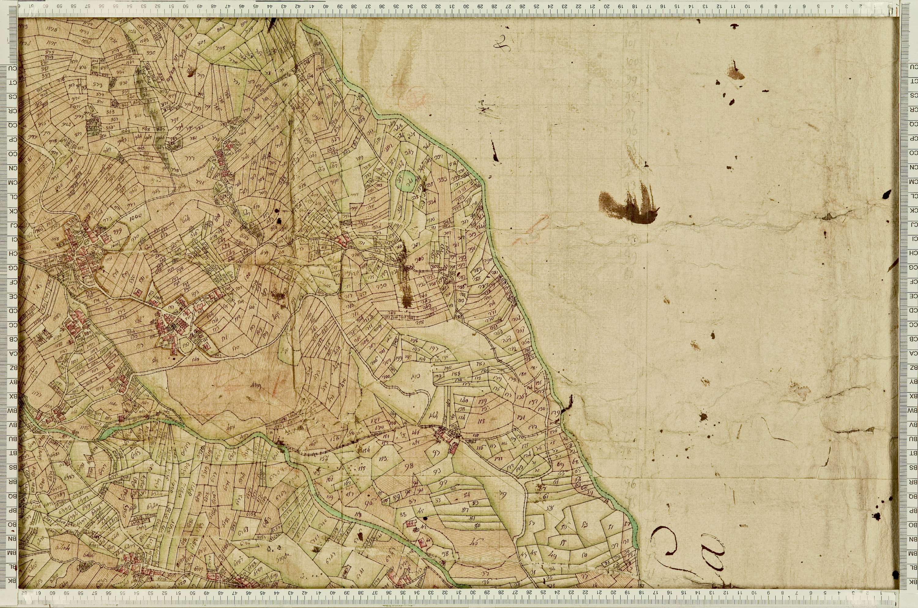 Villarembert - Copie de la mappe originale (plan cadastral) de la commune de Villarambert, dans lequel sont figurées et numérotées les 6651 parcelles qui composent le territoire de la commune. Signée Cocelli, directeur de la péréquation. - (La mappeorigin