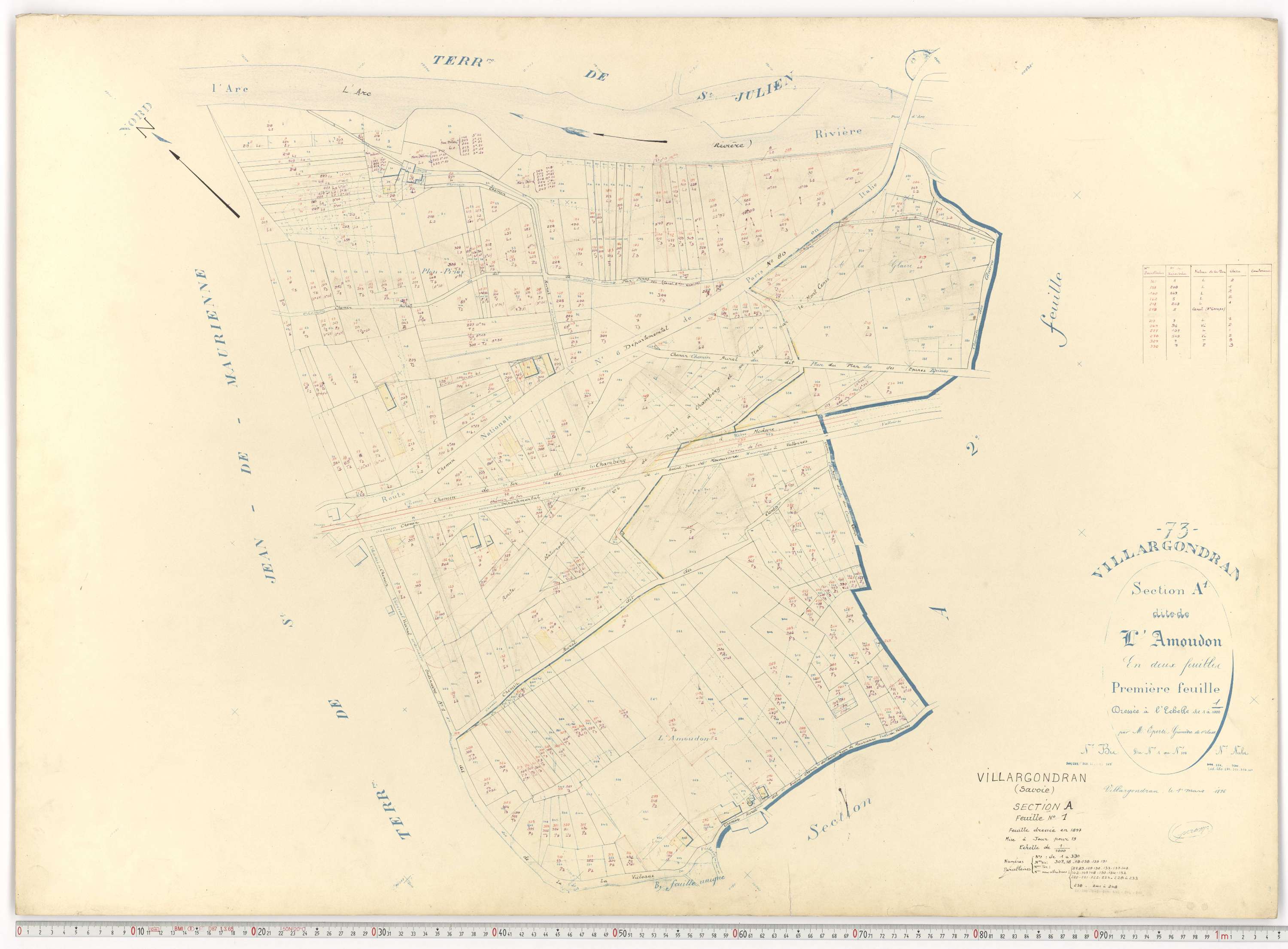 Villargondran - Plans cadastraux du cadastre rénové.