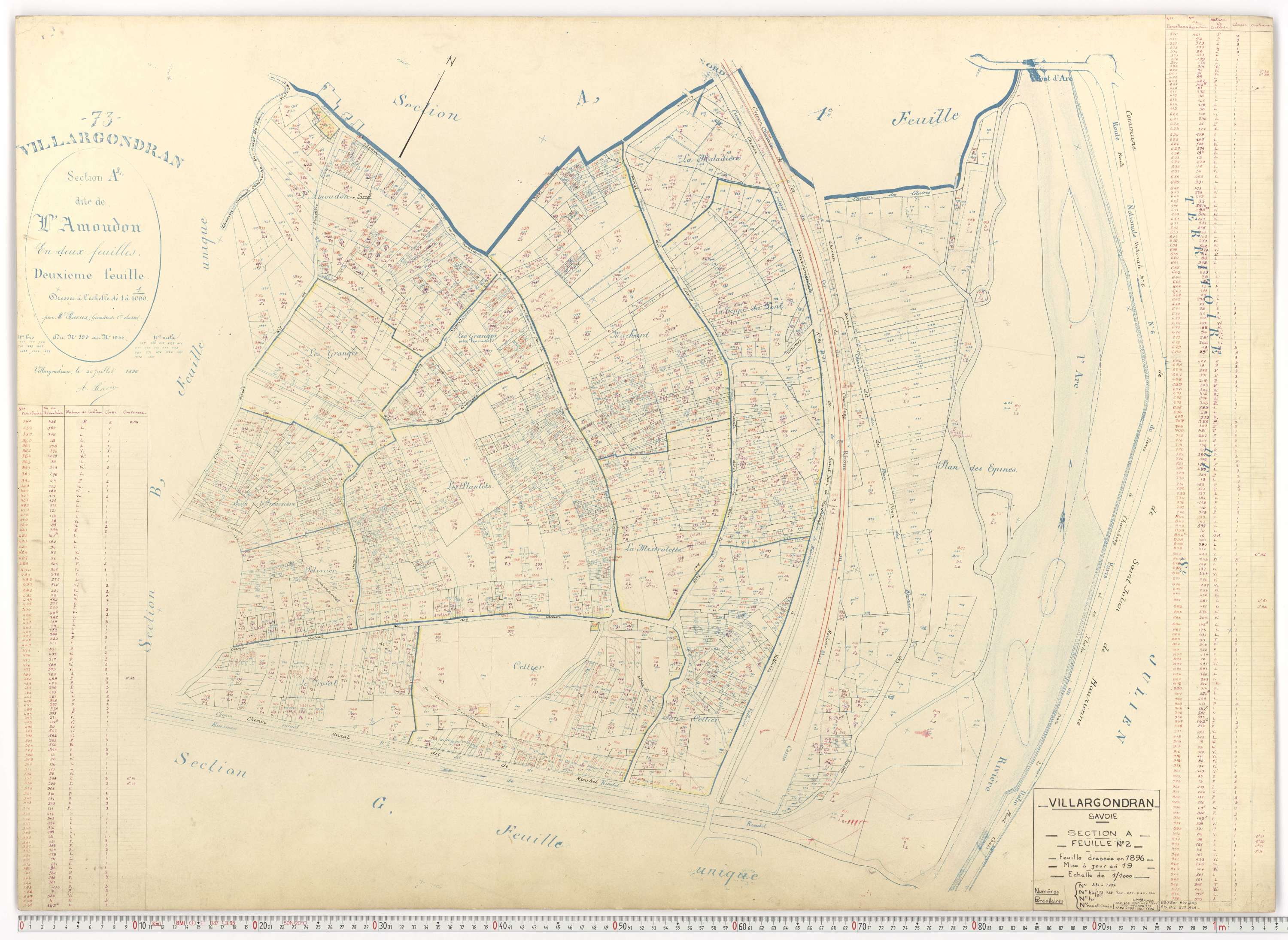 Villargondran - Plans cadastraux du cadastre rénové.