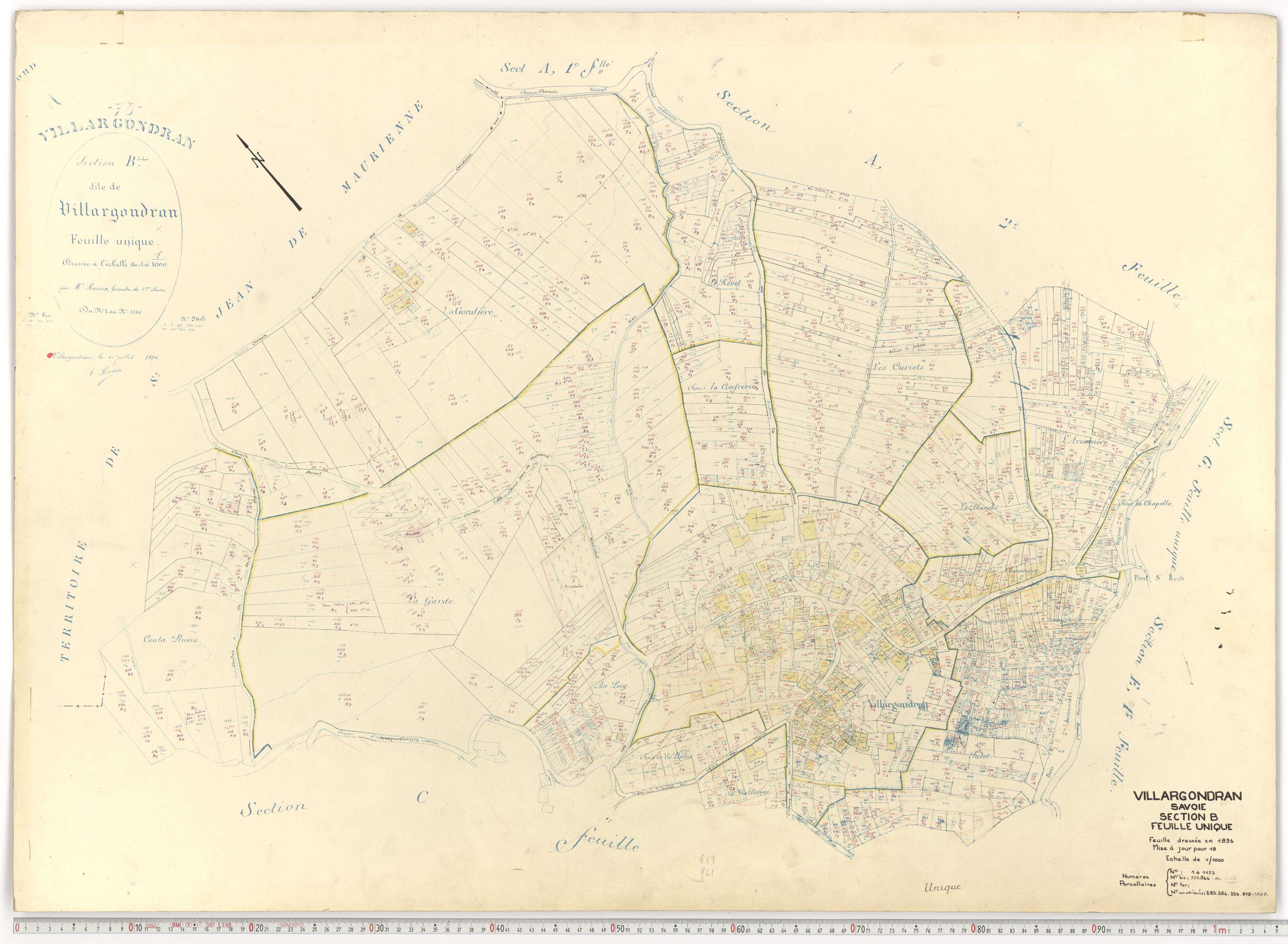 Villargondran - Plans cadastraux du cadastre rénové.