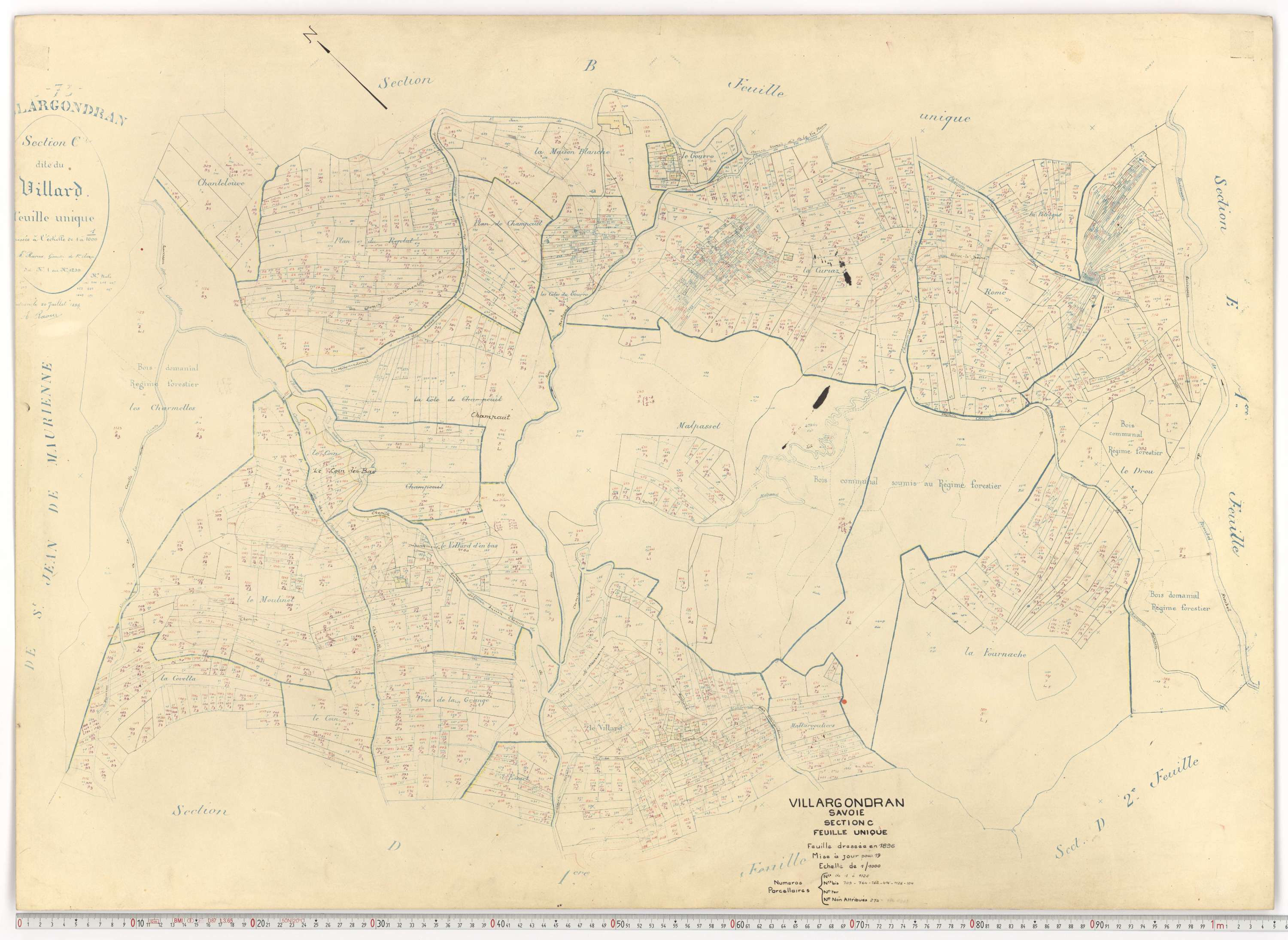 Villargondran - Plans cadastraux du cadastre rénové.