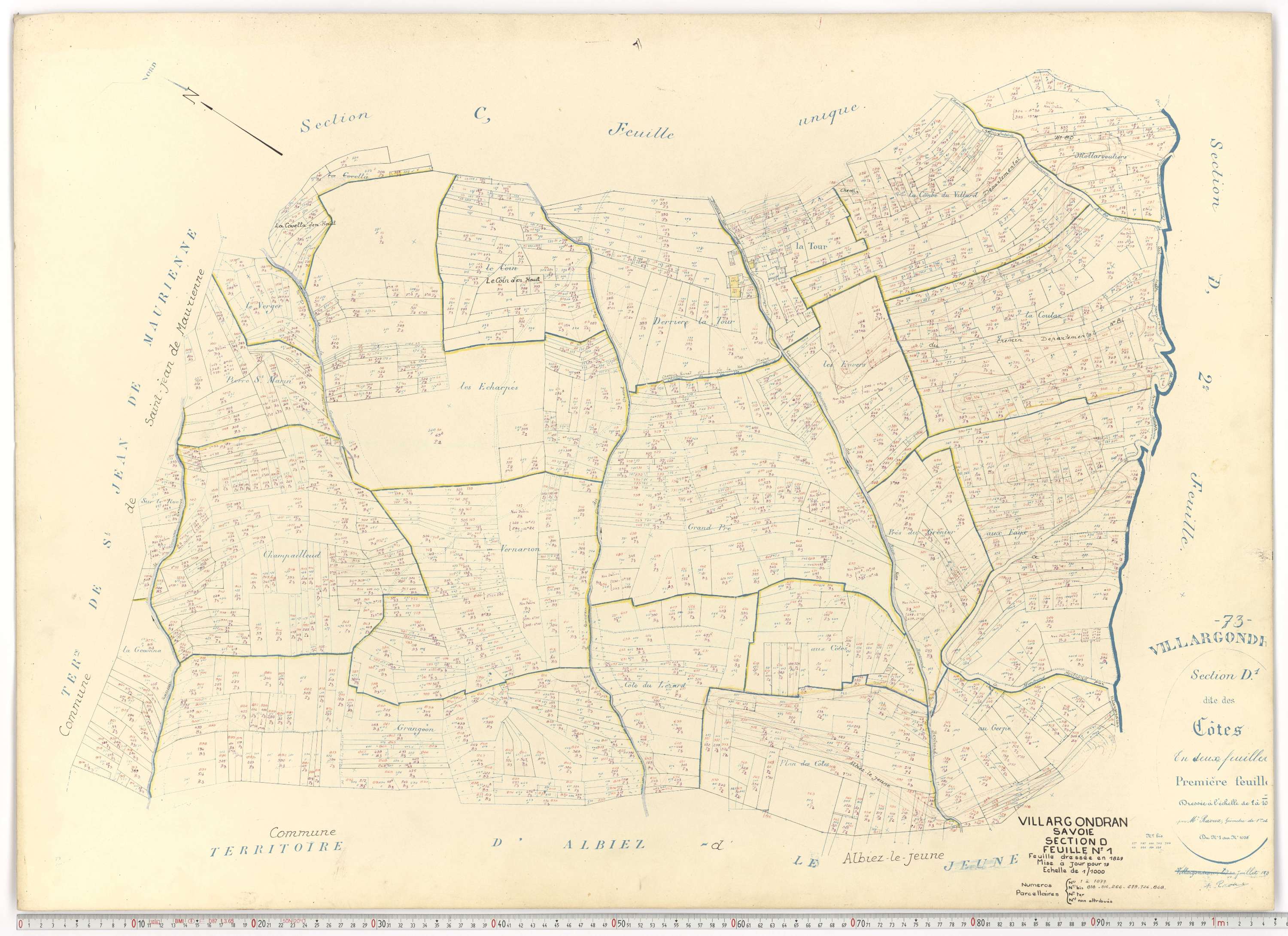 Villargondran - Plans cadastraux du cadastre rénové.