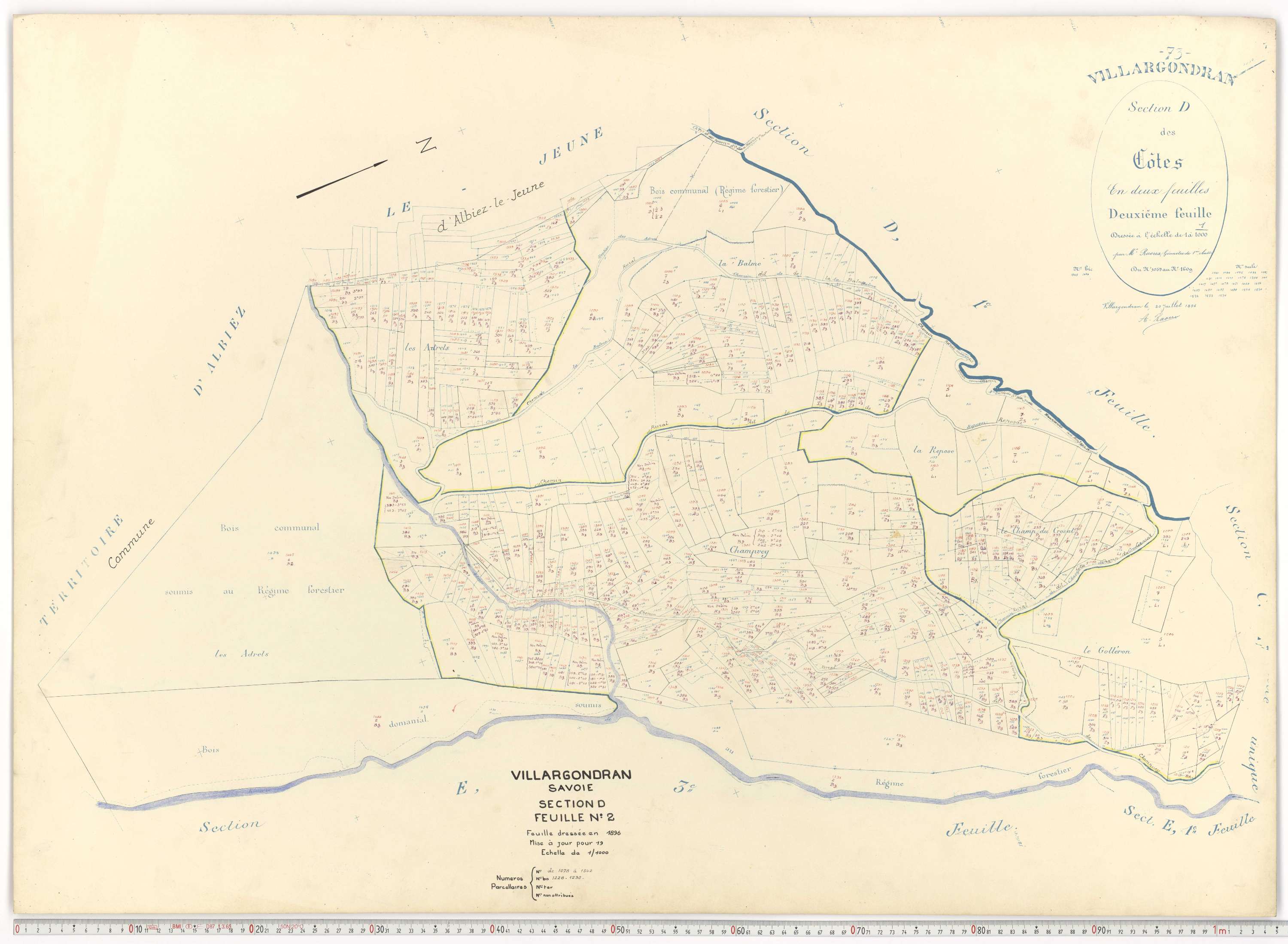 Villargondran - Plans cadastraux du cadastre rénové.
