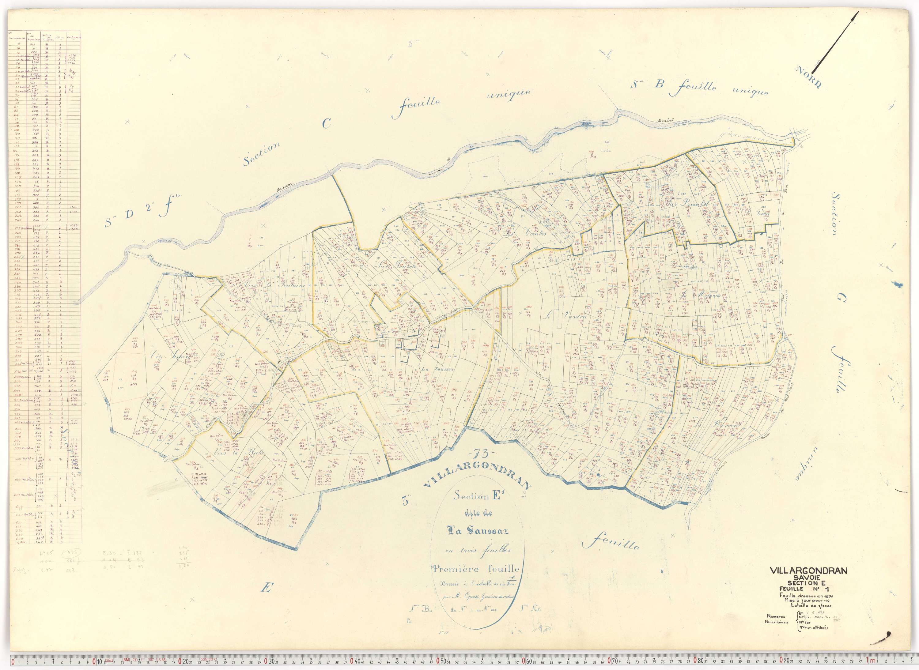 Villargondran - Plans cadastraux du cadastre rénové.
