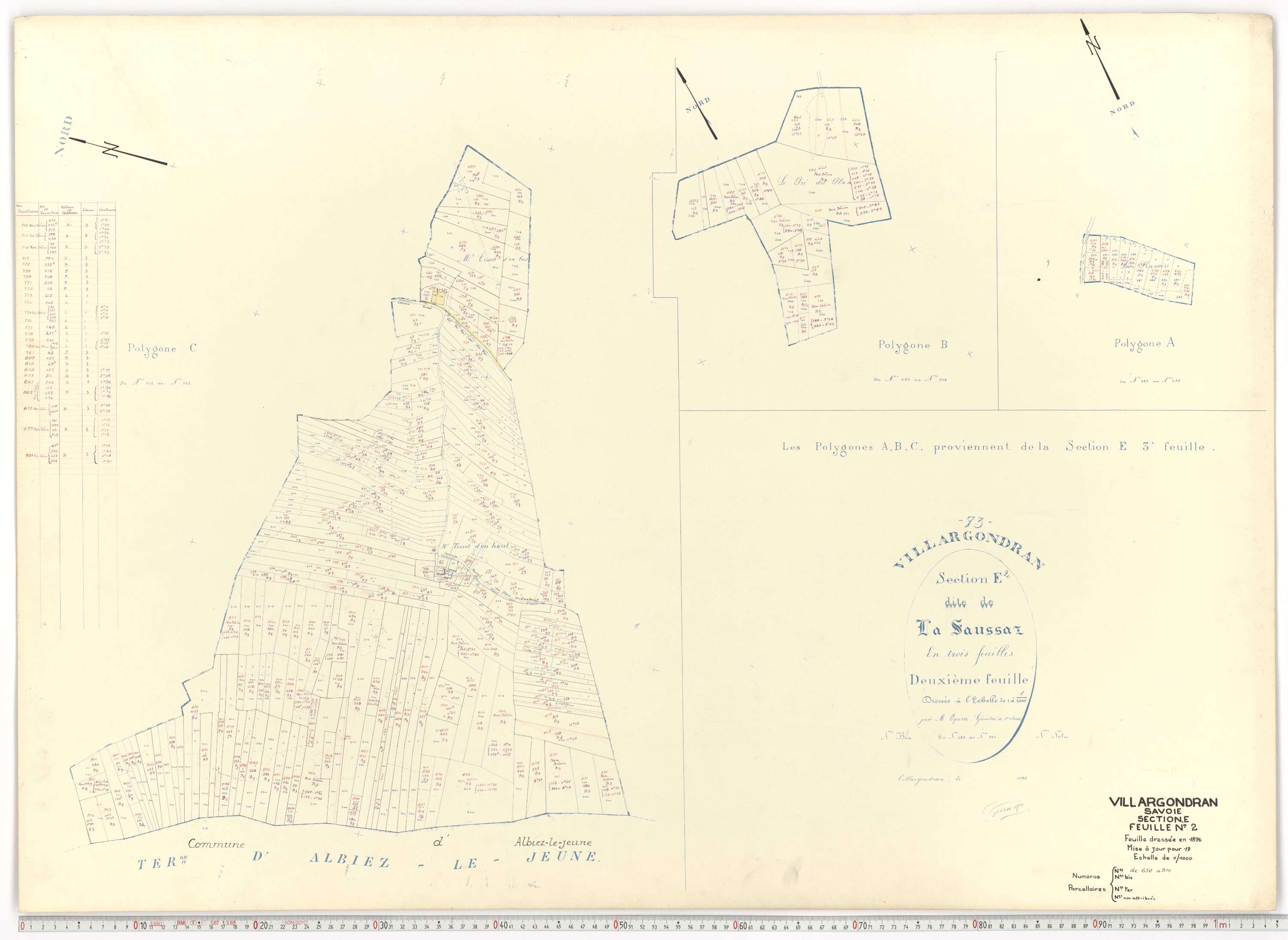 Villargondran - Plans cadastraux du cadastre rénové.